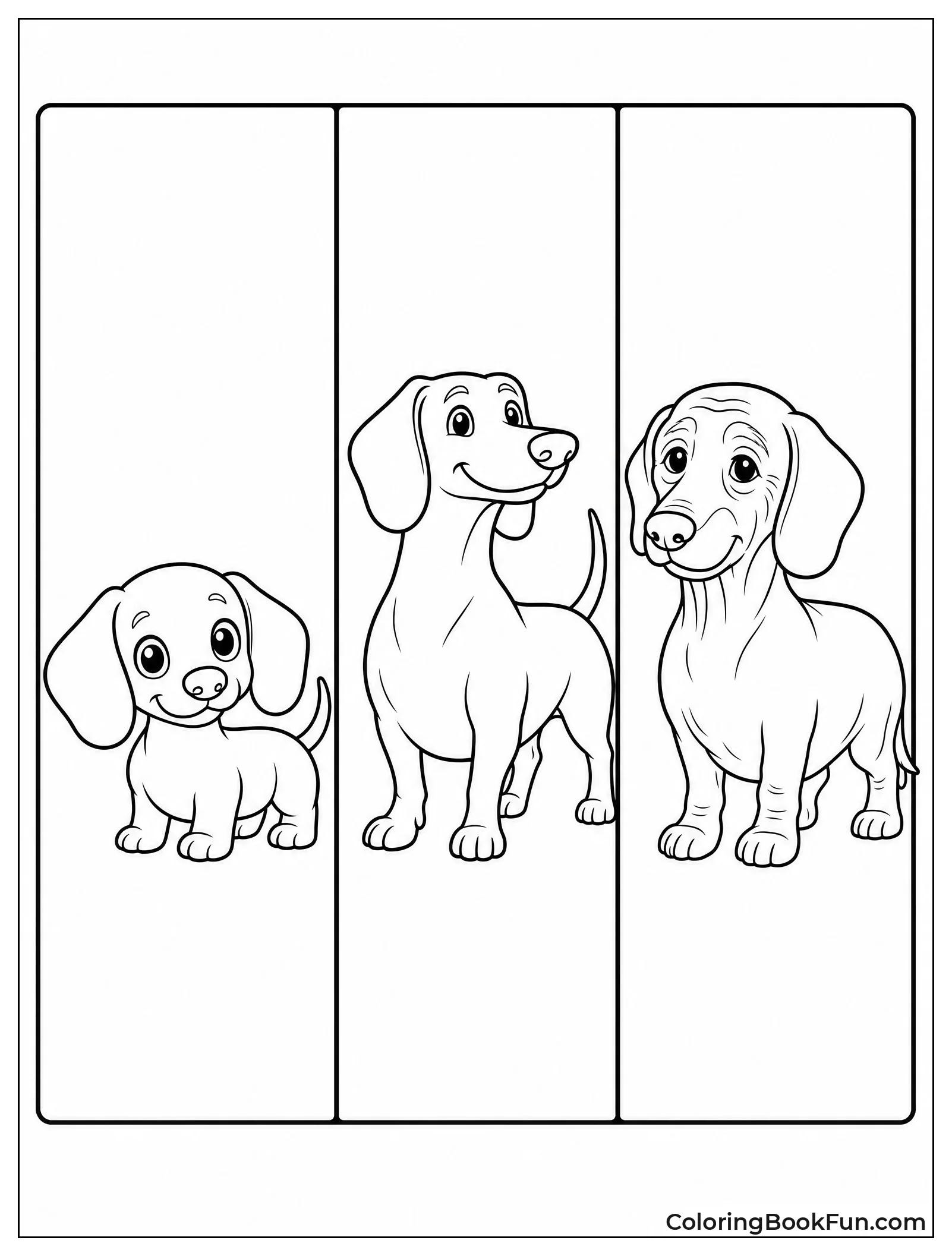 Dachshund Life Stages in Panels