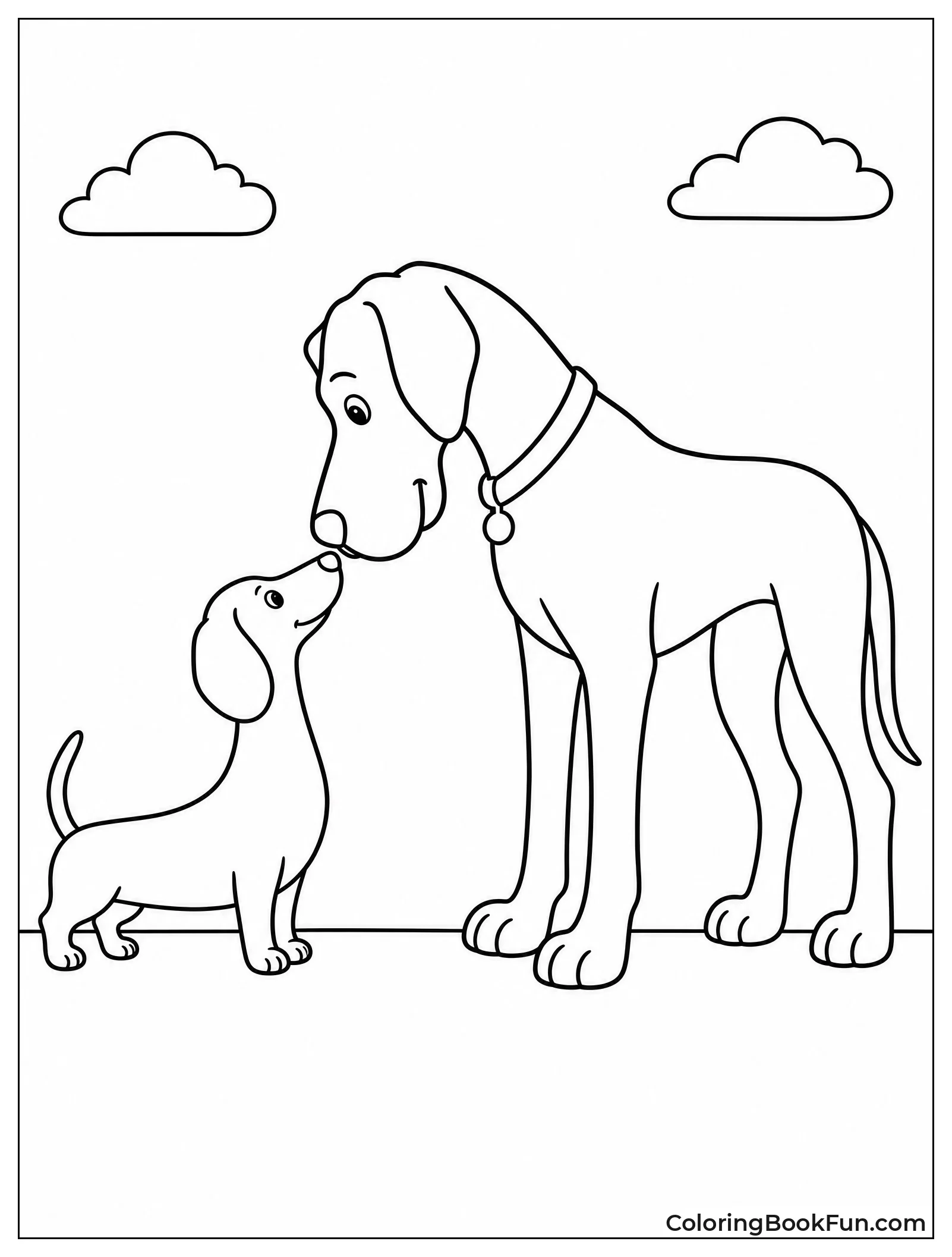 Dachshund and Tall Great Dane