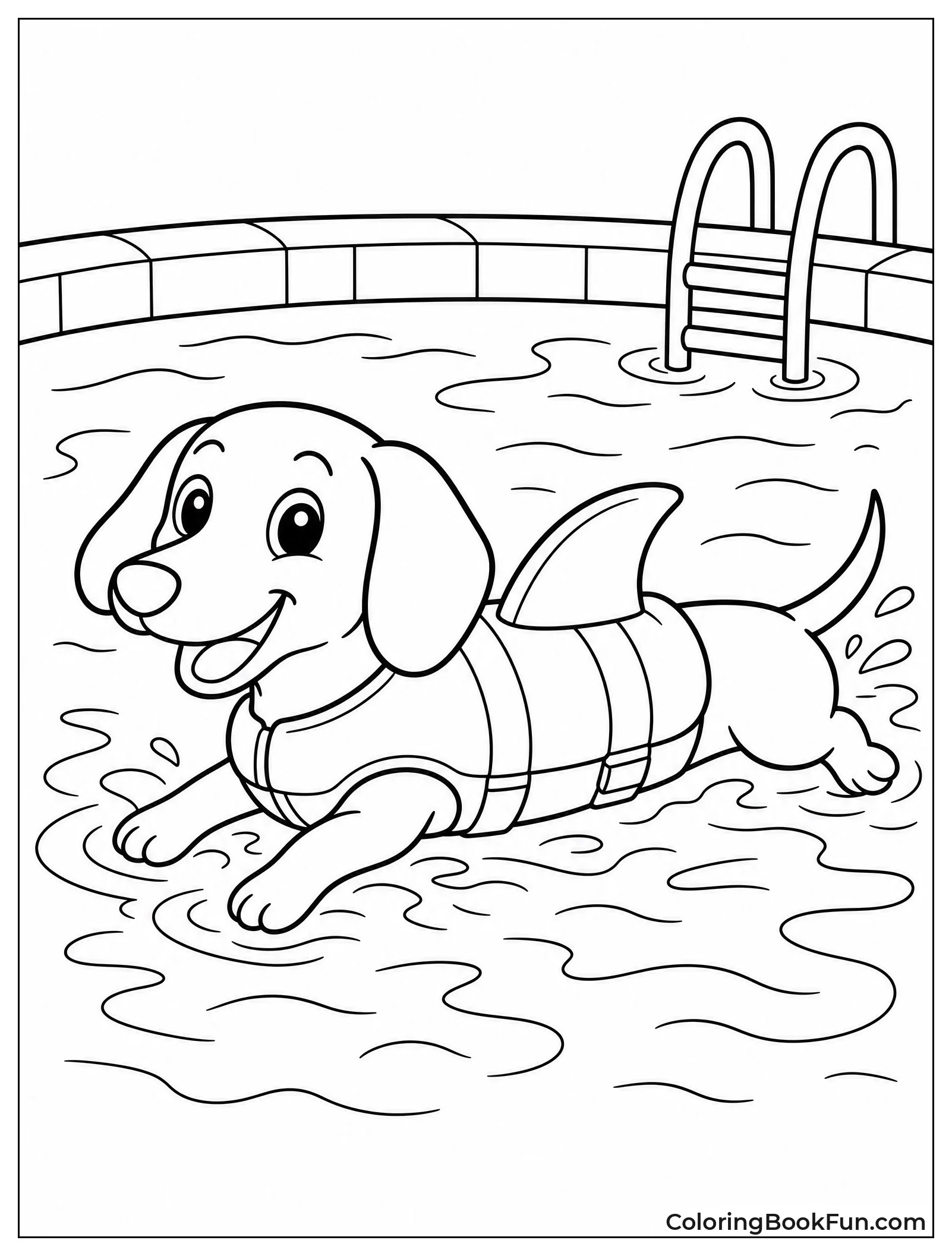 Dachshund Swims with Shark Fin