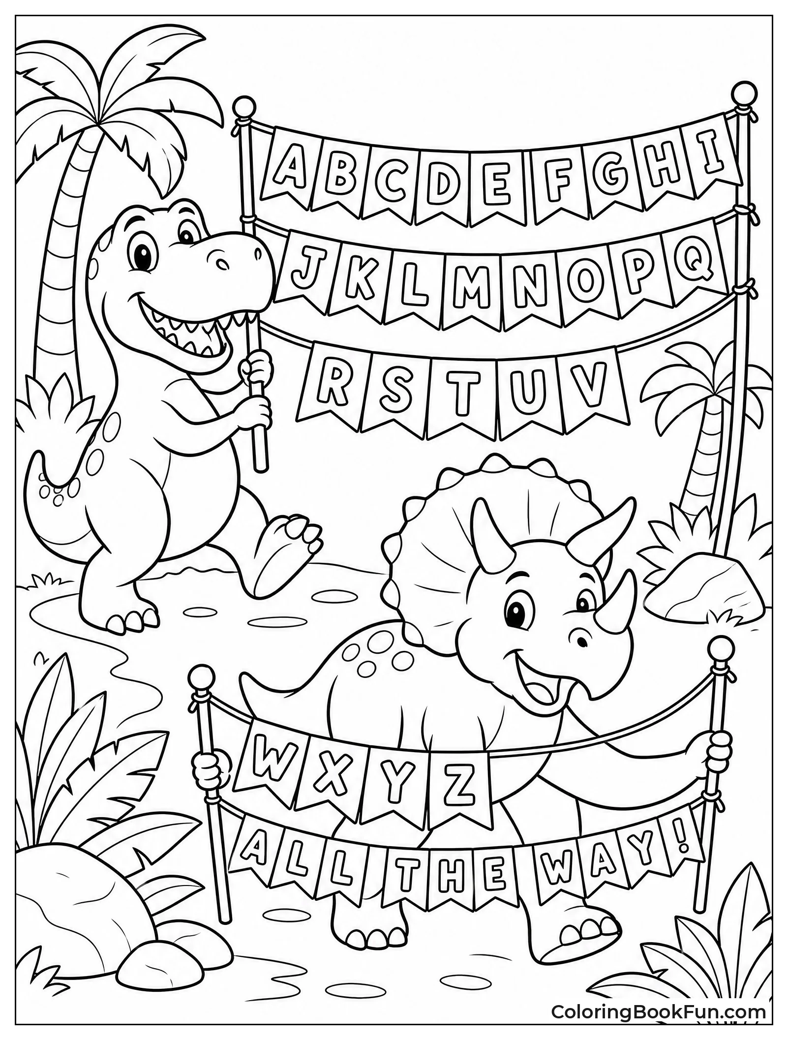 Dinosaurs Carrying Alphabet Banners
