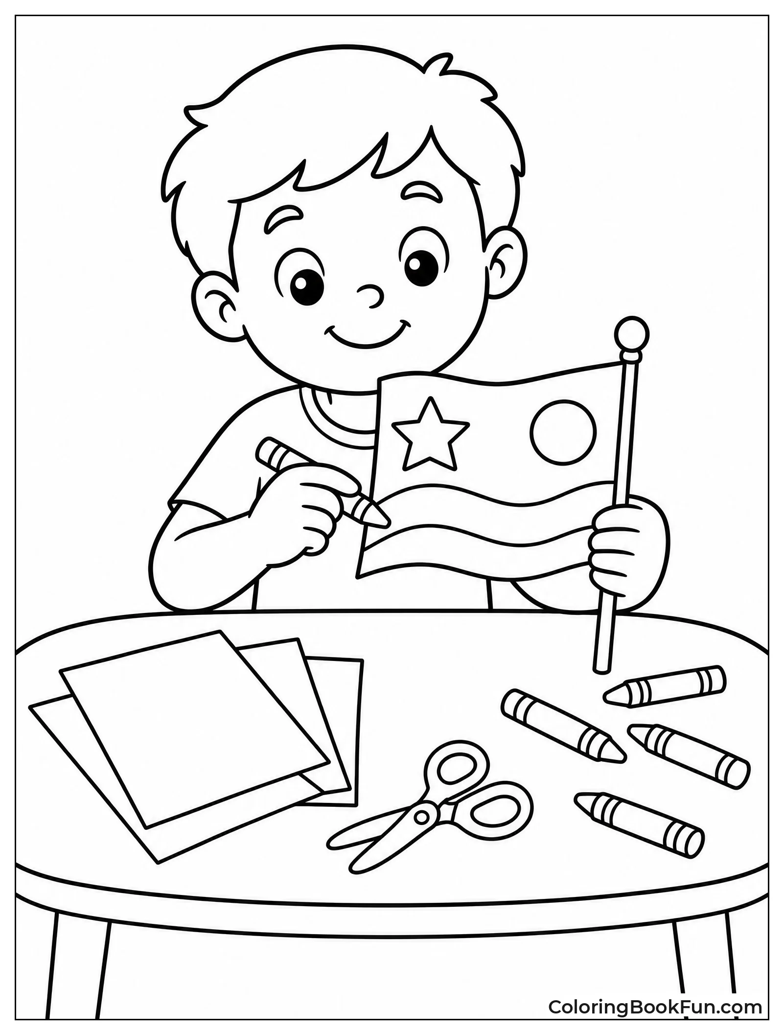 Child Making Custom Flag Craft