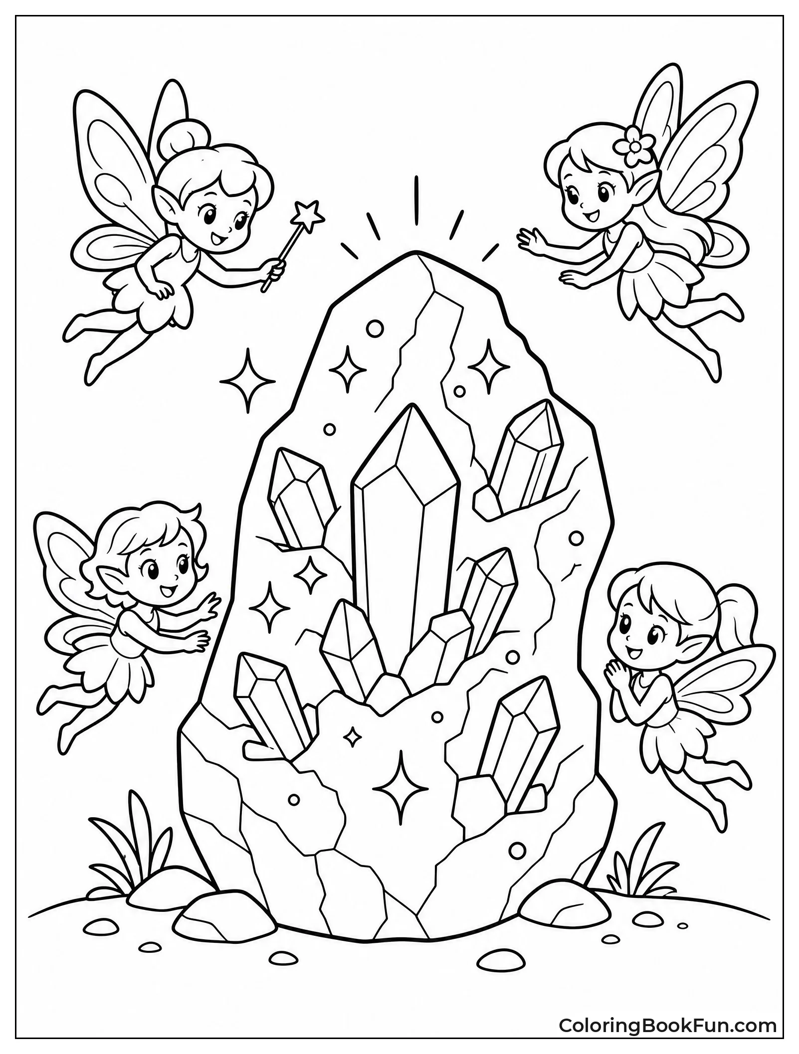 Glowing Rock with Tiny Fairies