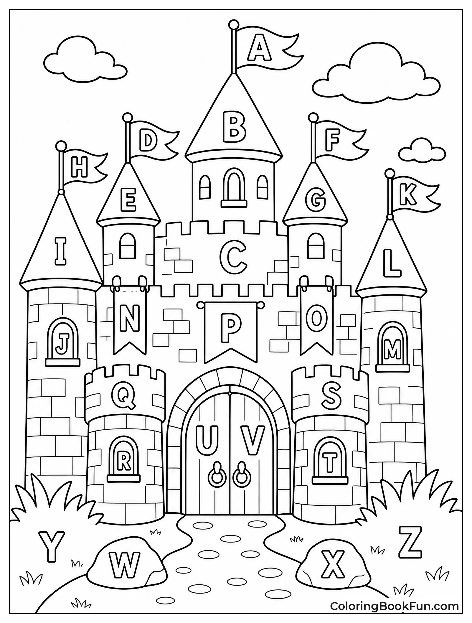 Castle Towers with Alphabet Flags