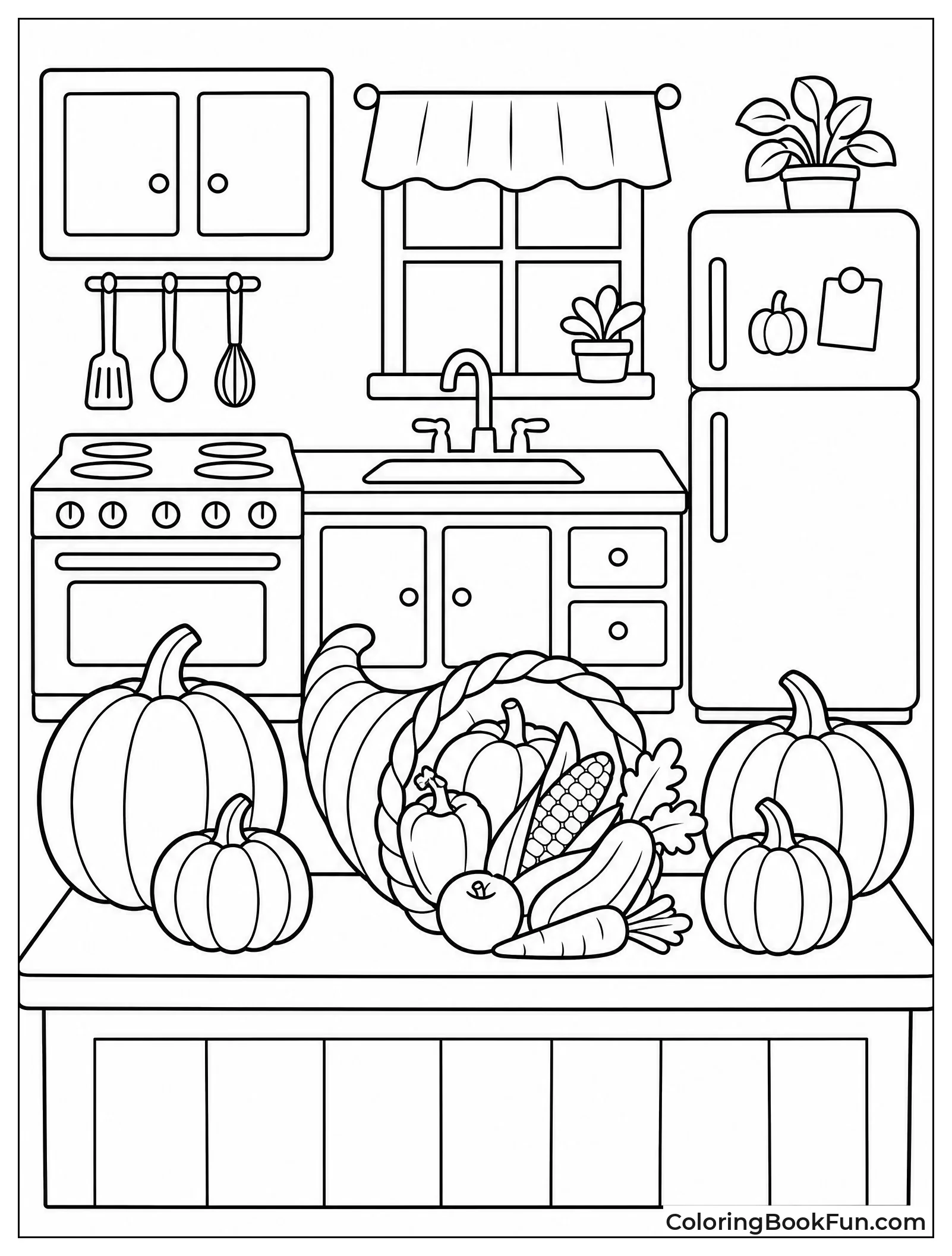 Fall Harvest Kitchen Scene