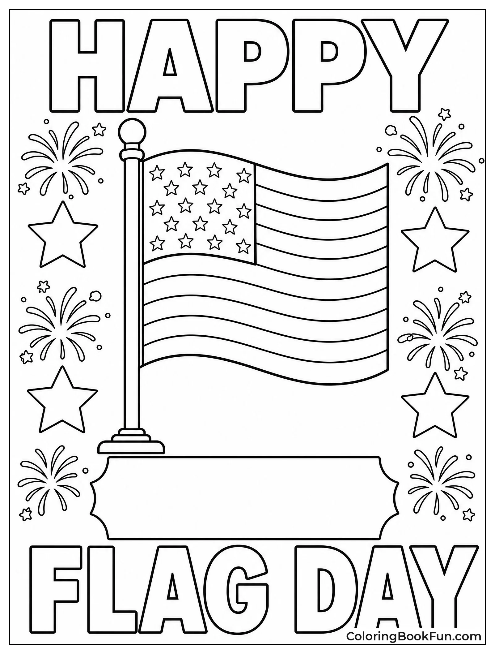Flag Greeting Card with Fireworks