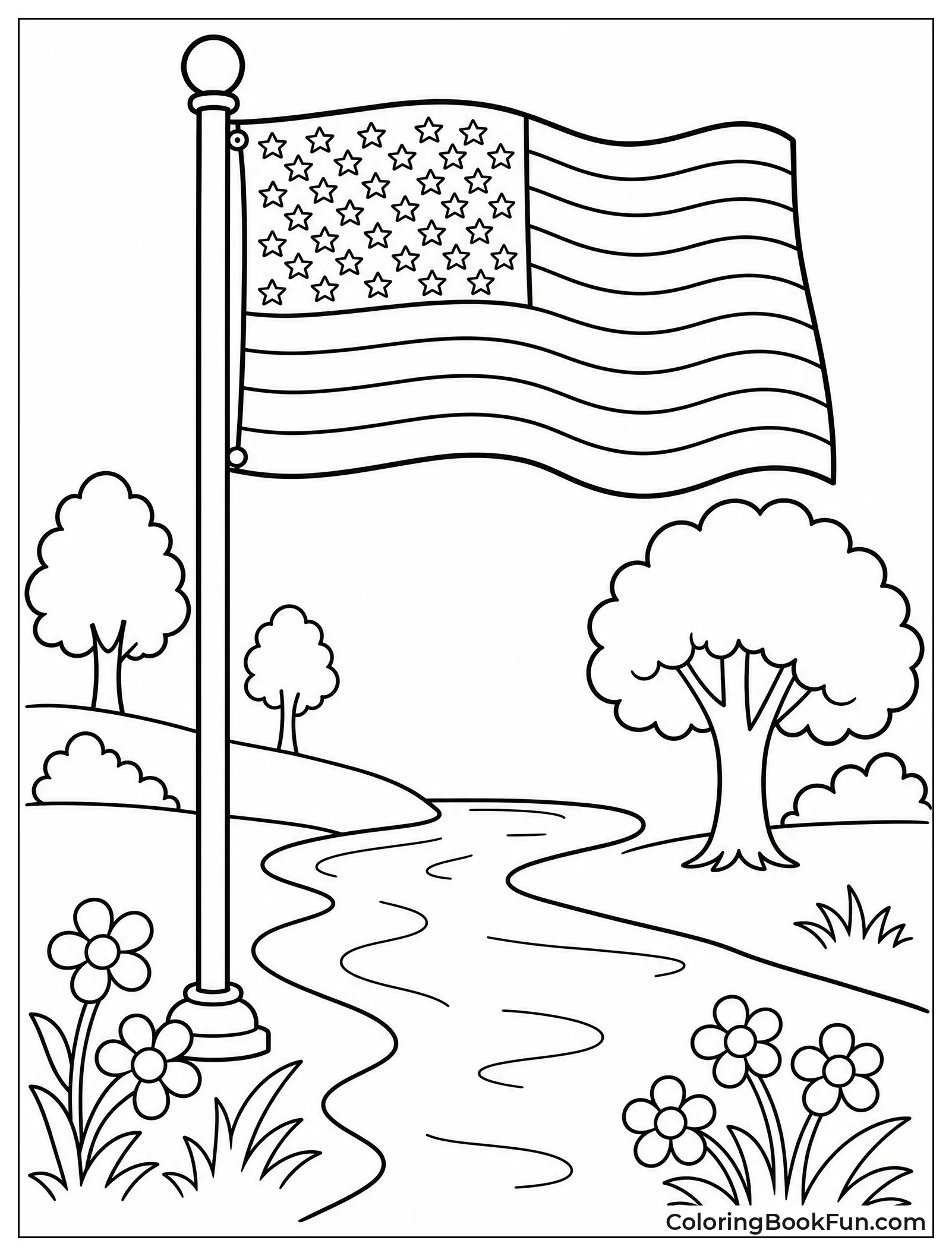 Flag Waving by River