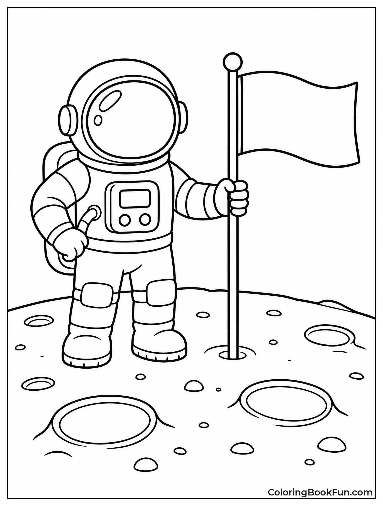 Astronaut with Flag on Moon