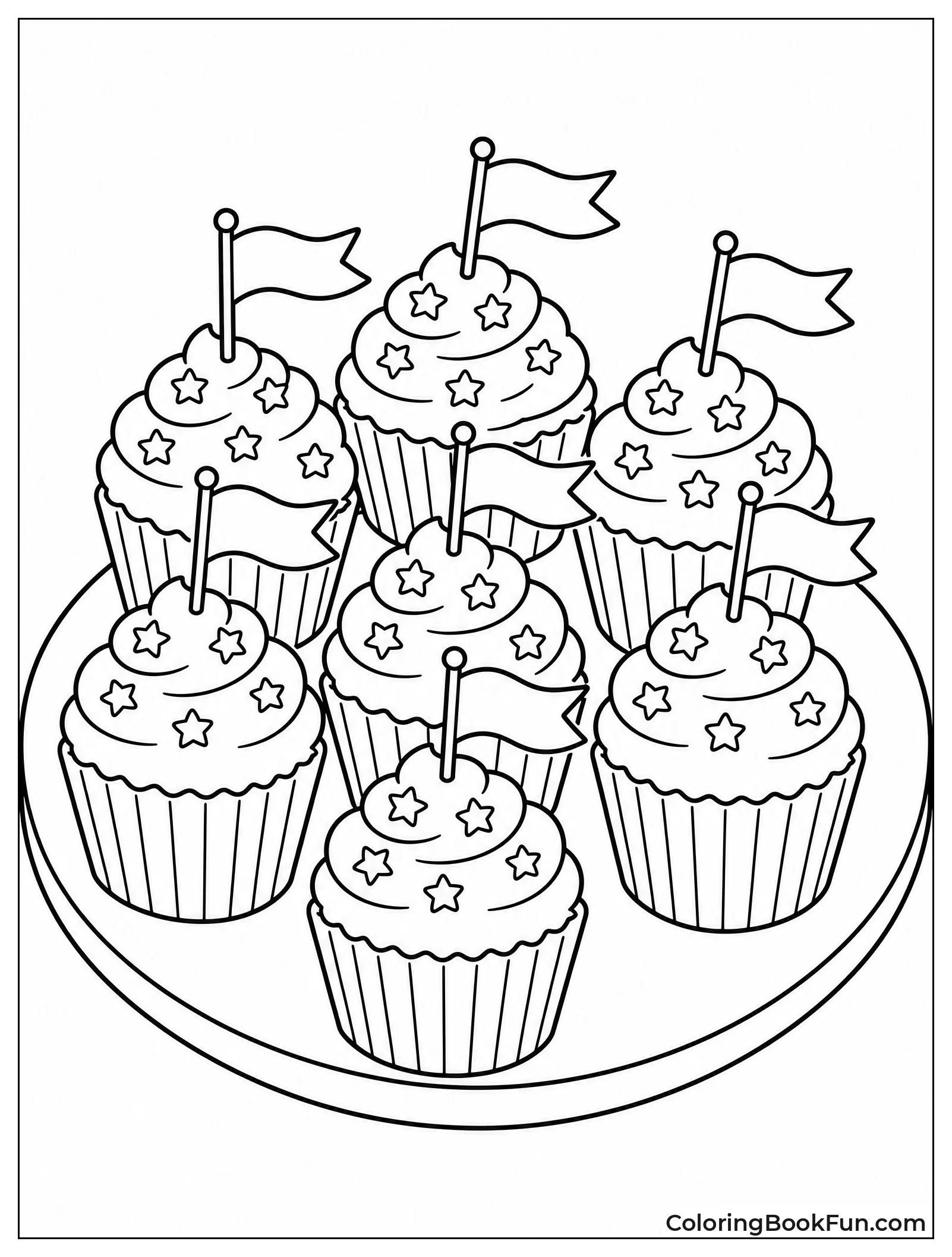 Cupcakes with Tiny Flag Toppers