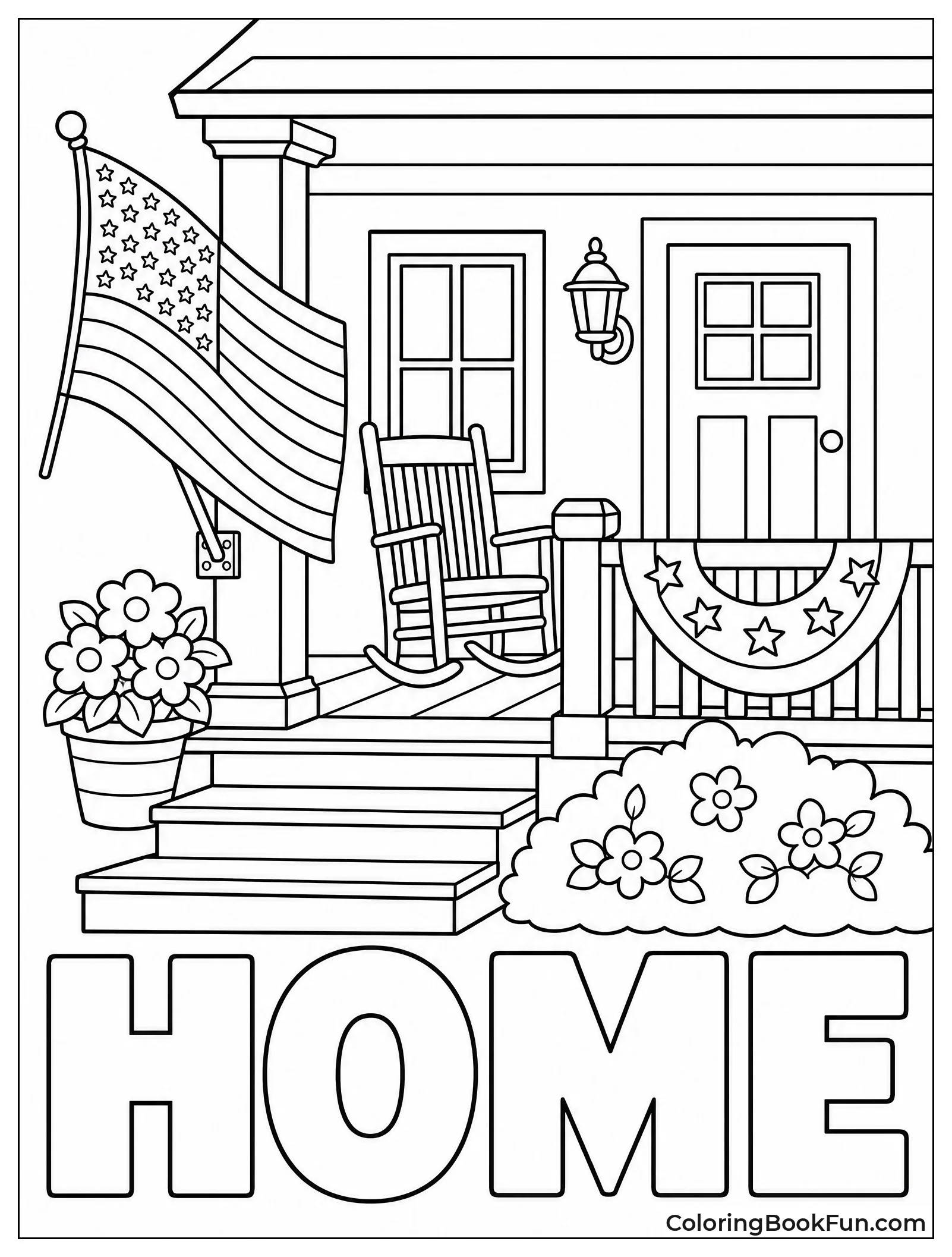 Flag on Cozy Front Porch