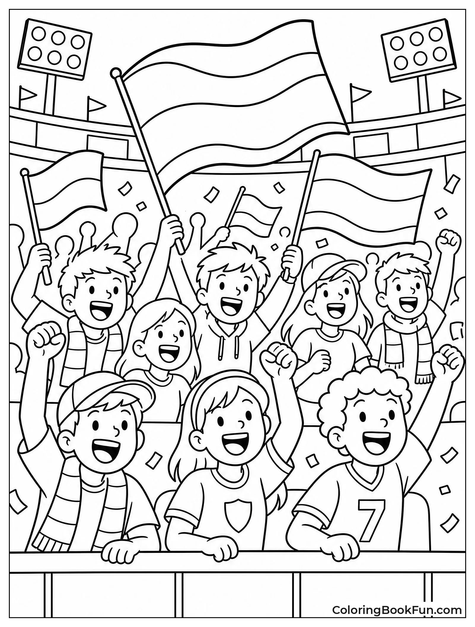 Fans Waving Flags in Stadium