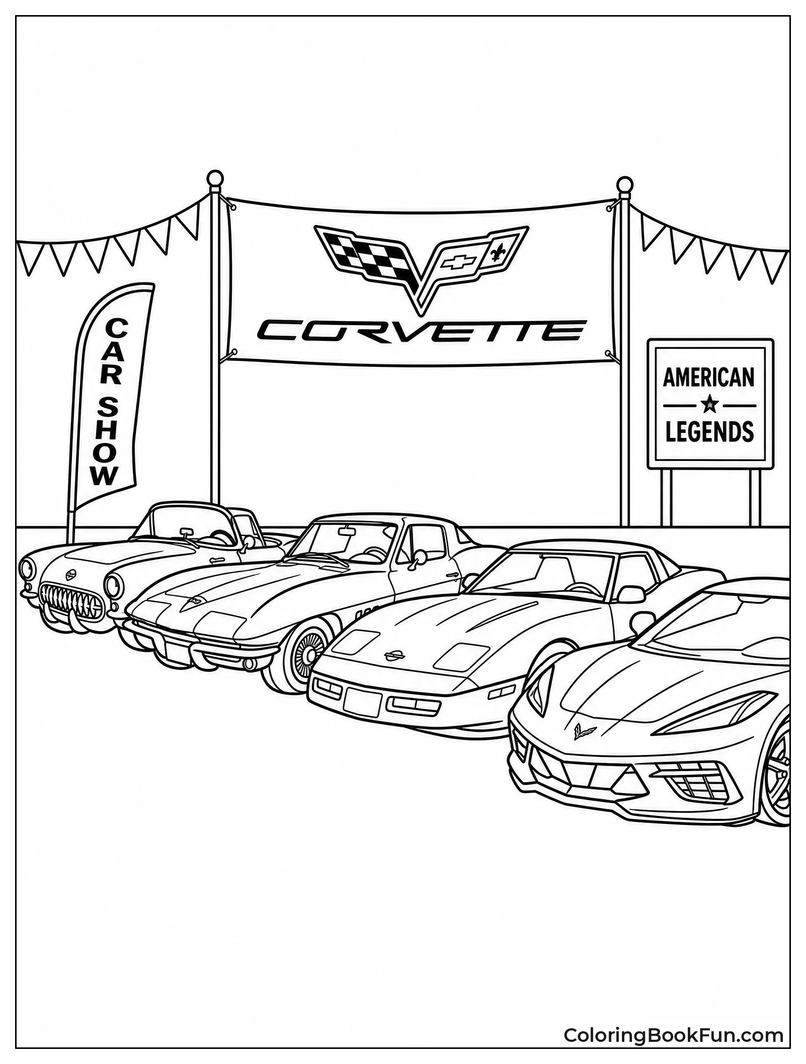 Fleet of Corvettes at Show
