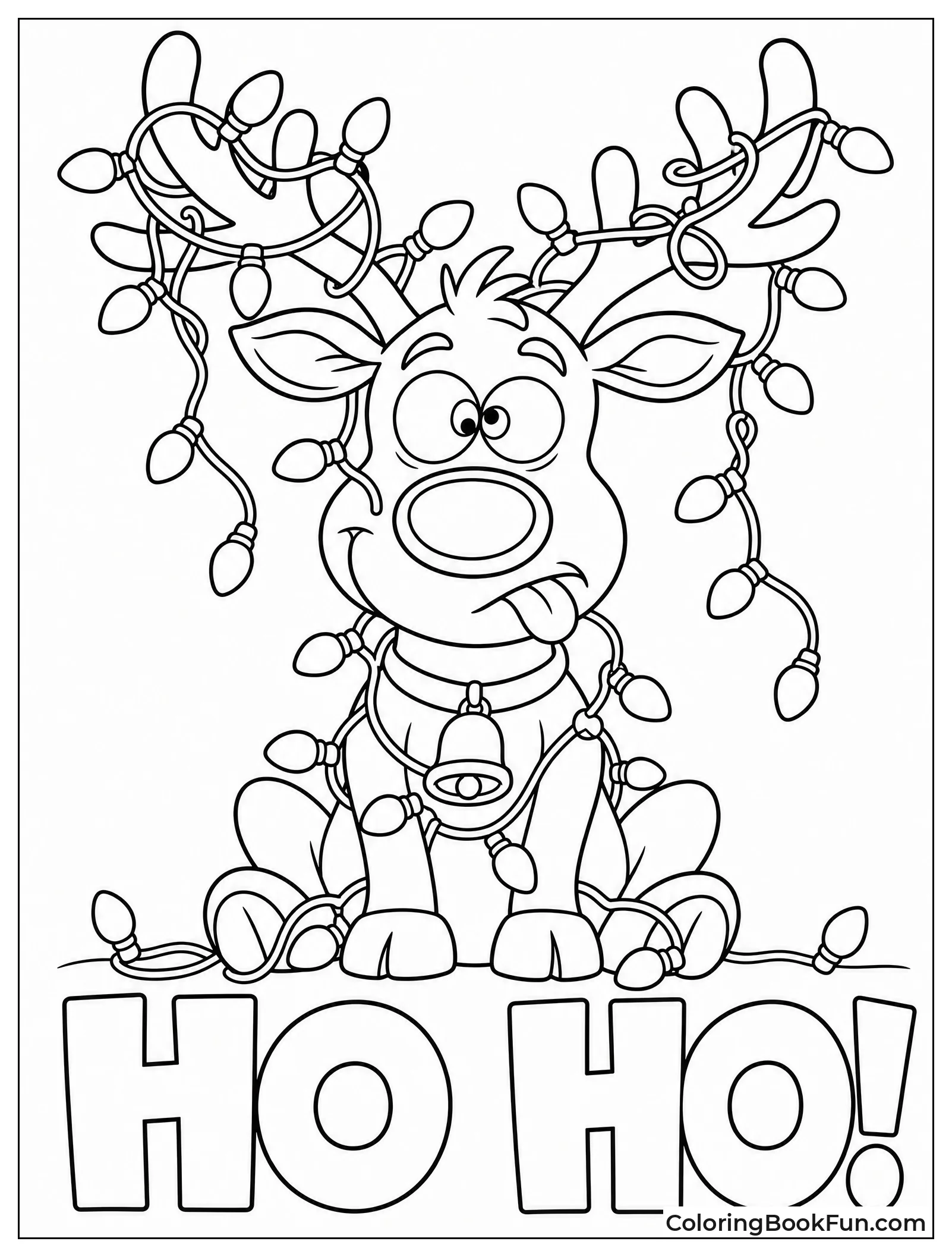 Reindeer Tangled in Lights