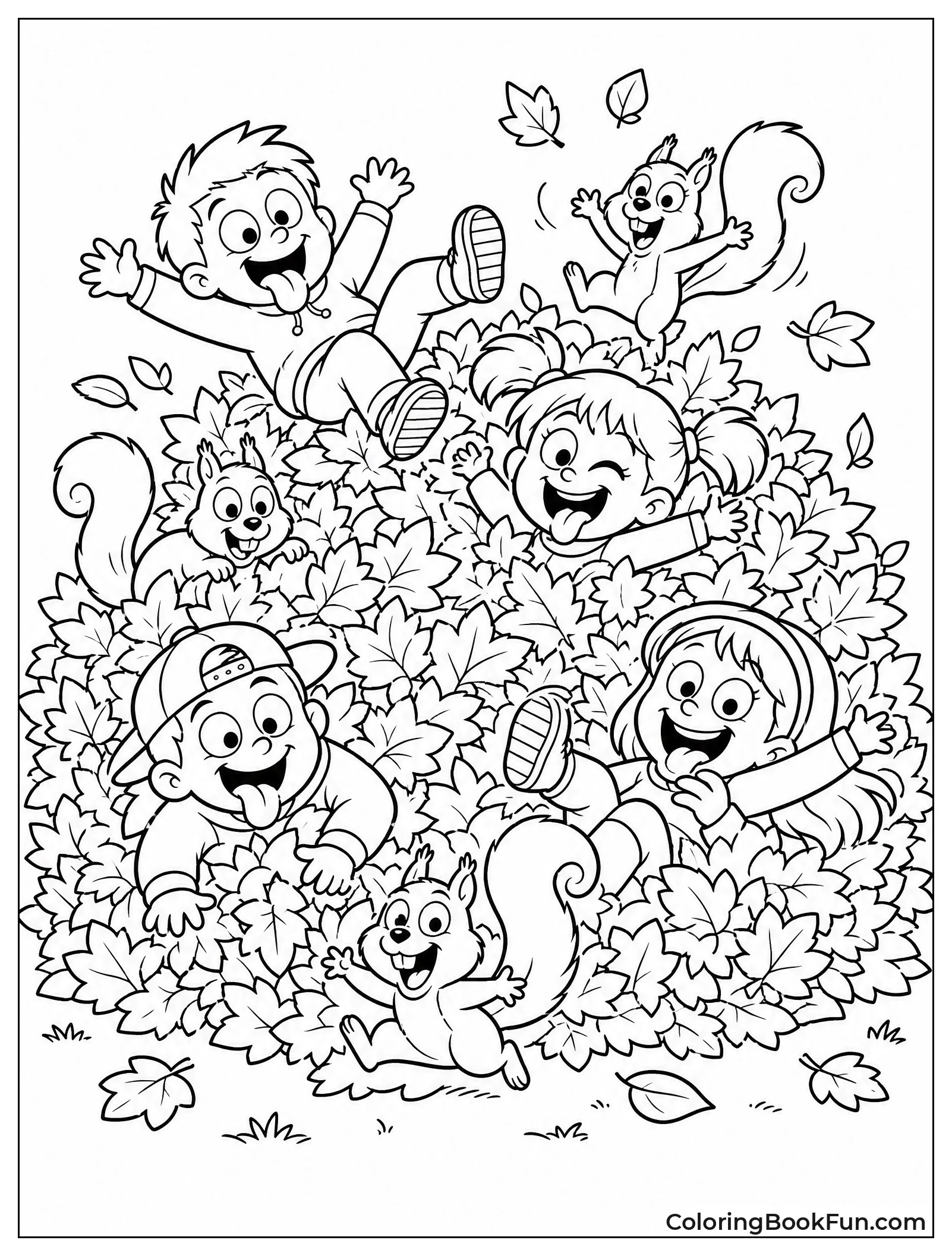 Kids Tumble in Leaves