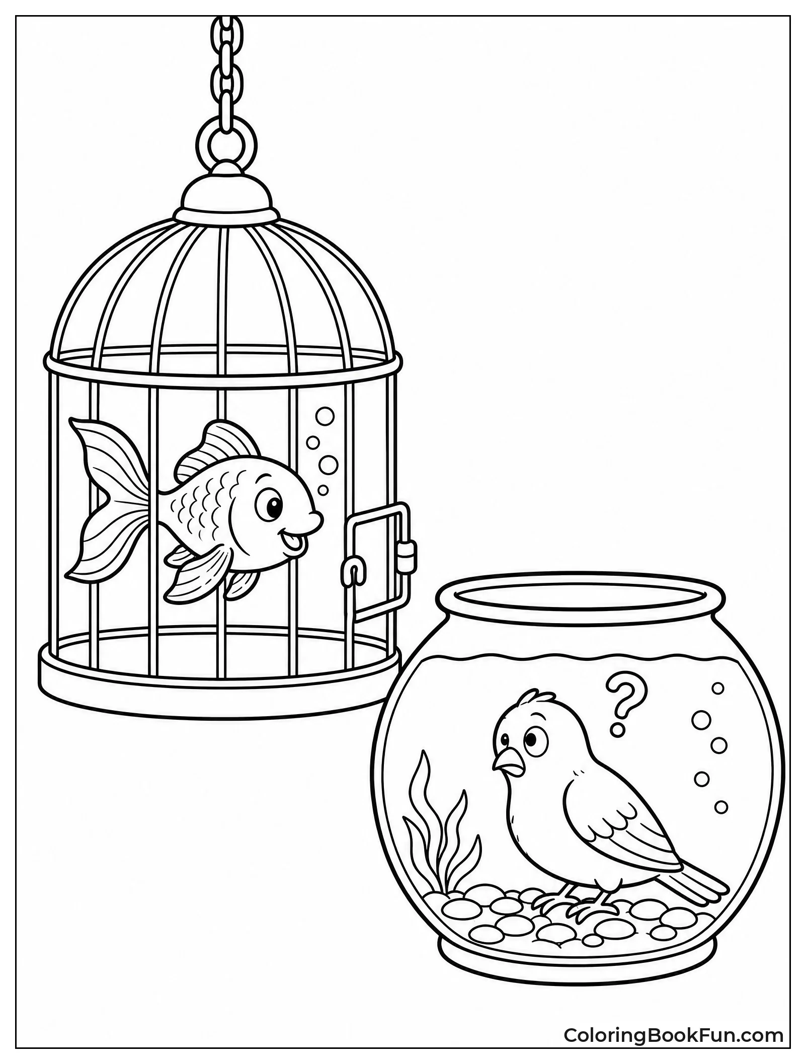 Fish Swims in Birdcage