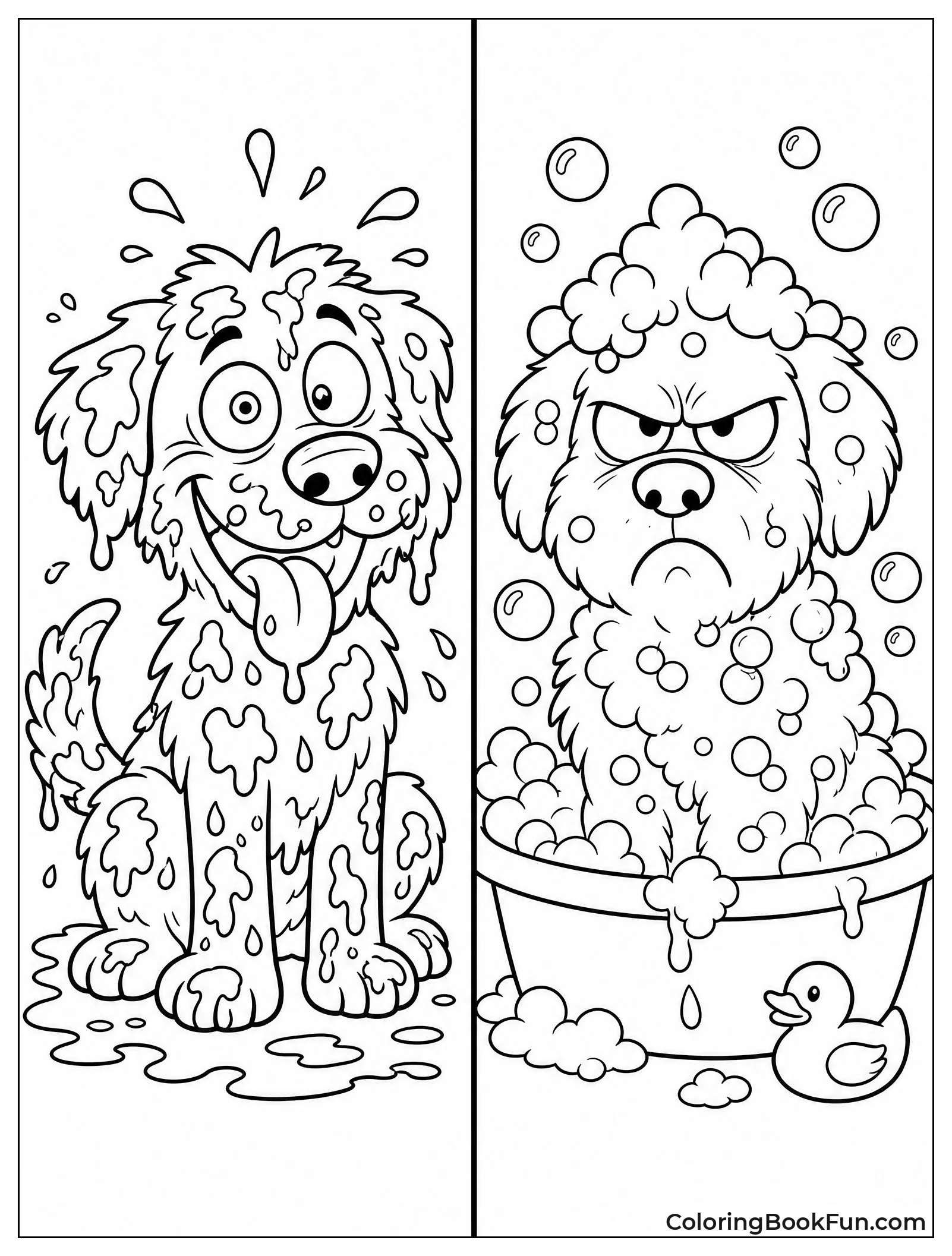 Muddy Dog Meets Bubbles