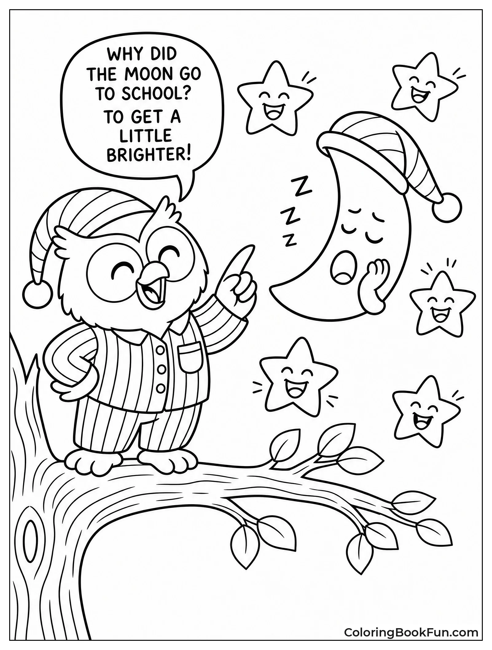 Owl Tells Joke to Moon