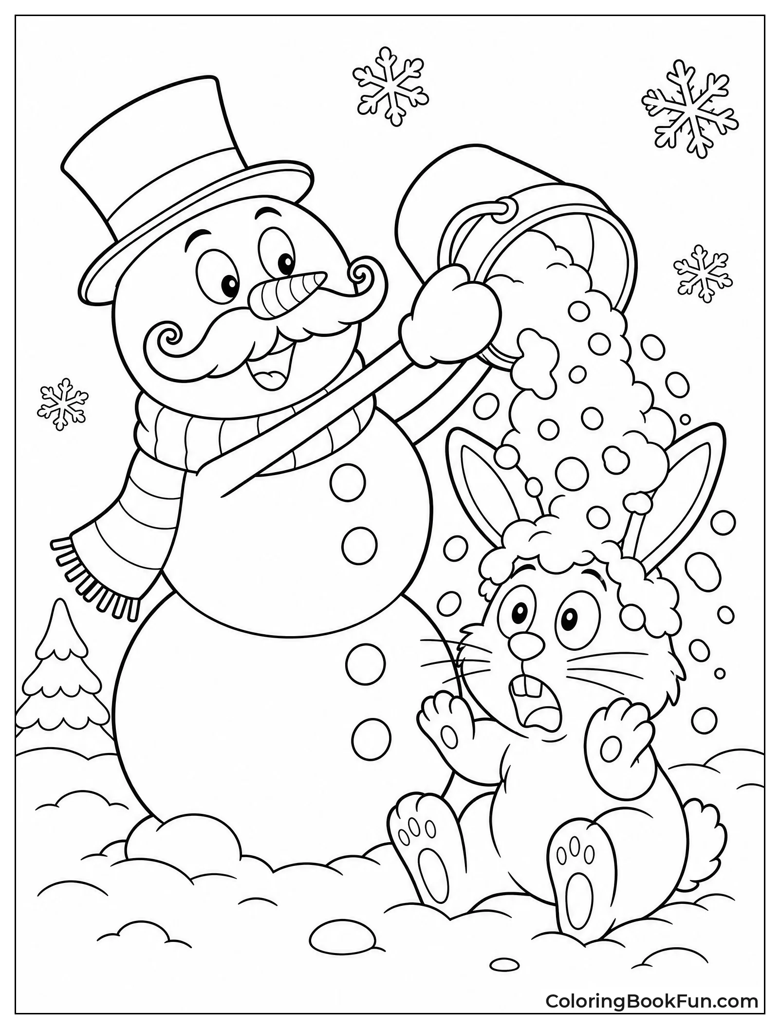 Snowman Pranks a Rabbit