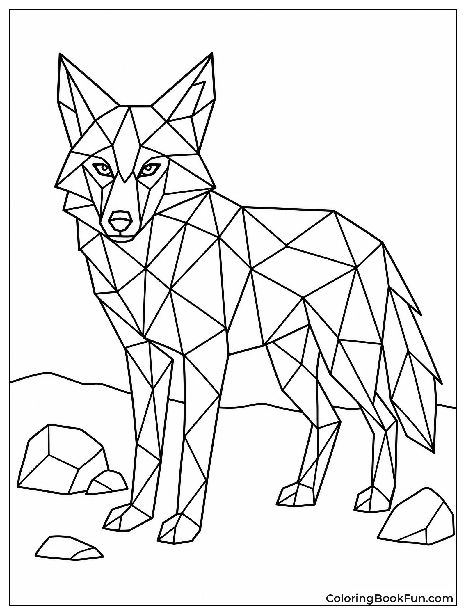 Geometric Coyote Made of Shapes
