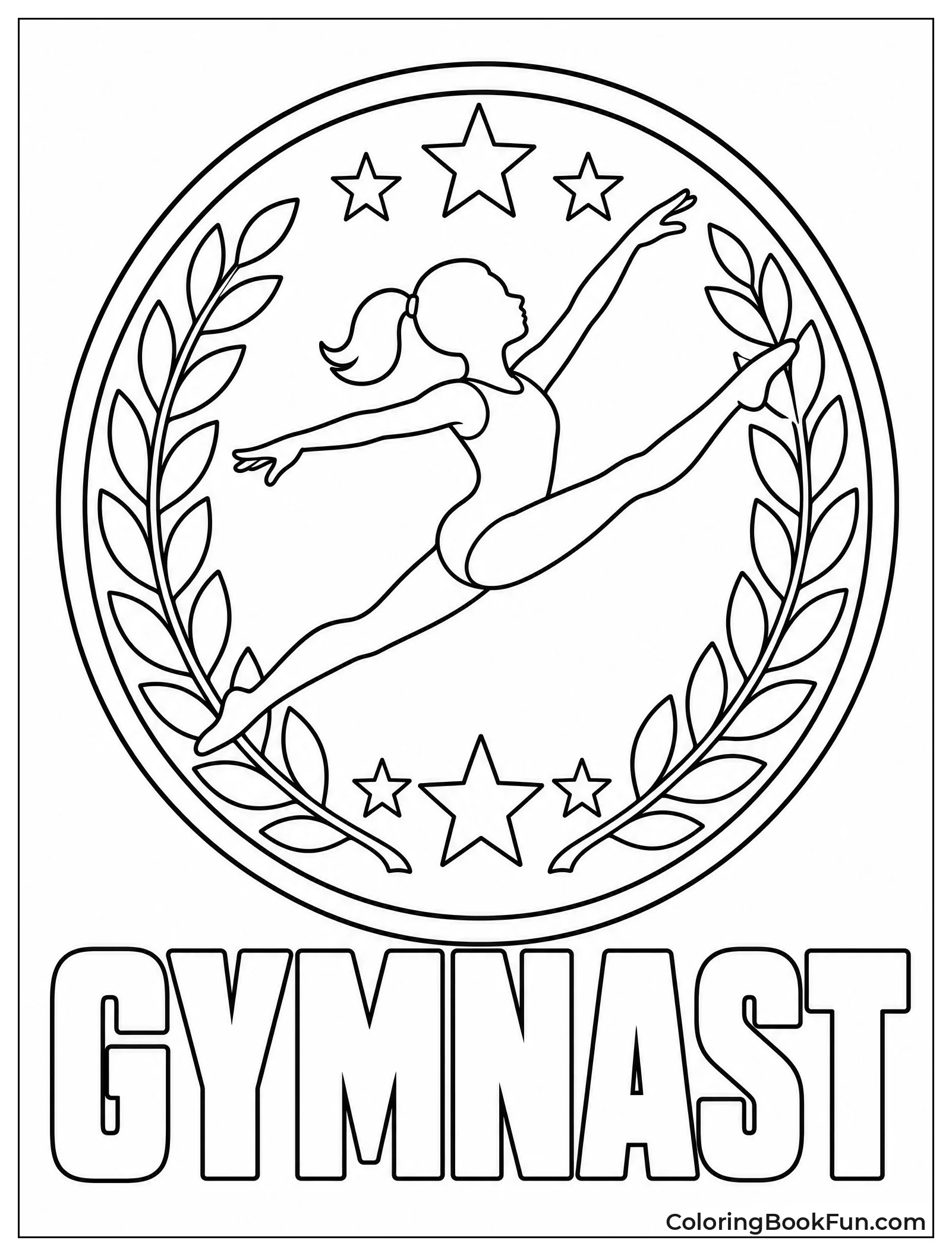 Leaping Gymnast in Logo Circle