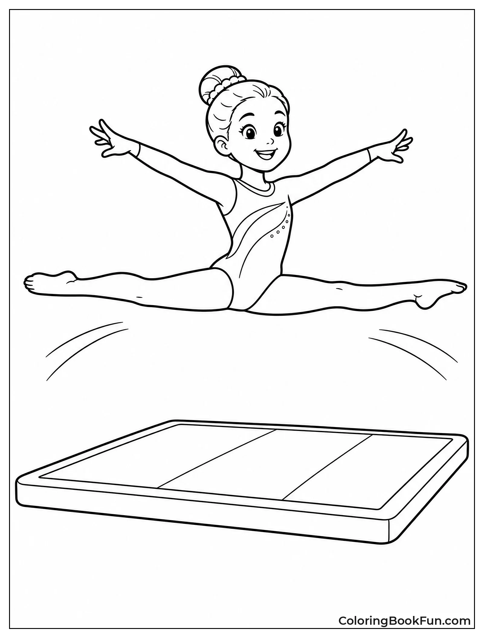 Gymnast Leaps in Perfect Split