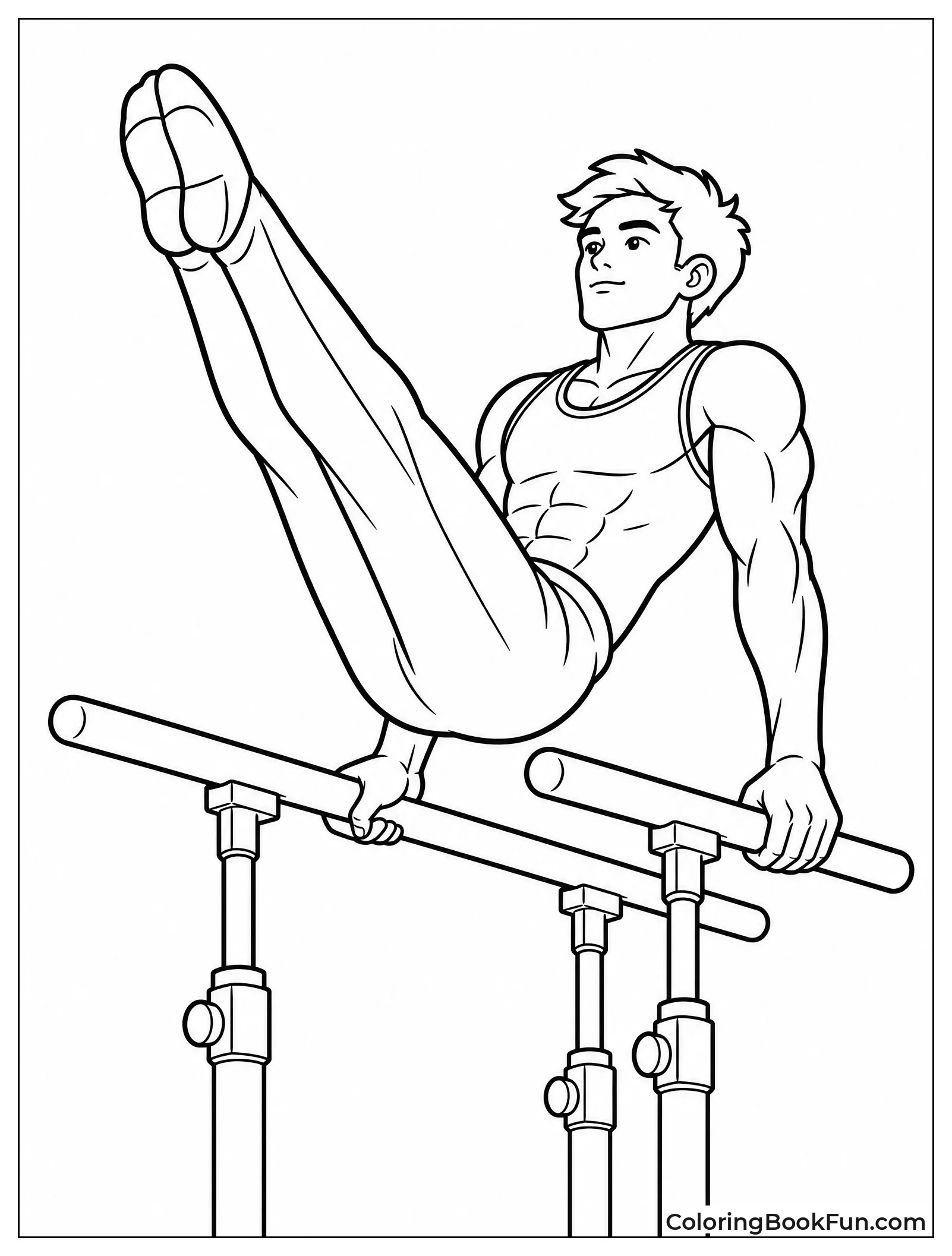 Boy Swings High on Bars