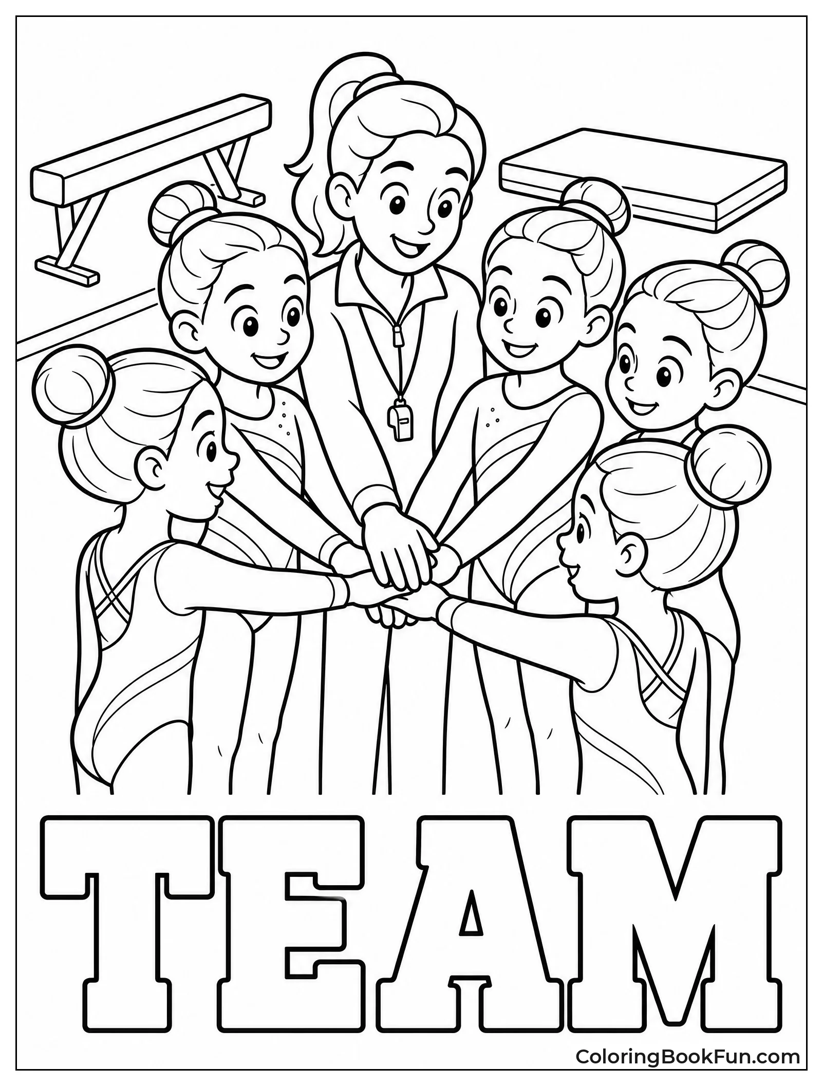 Team Huddles with Hands Together