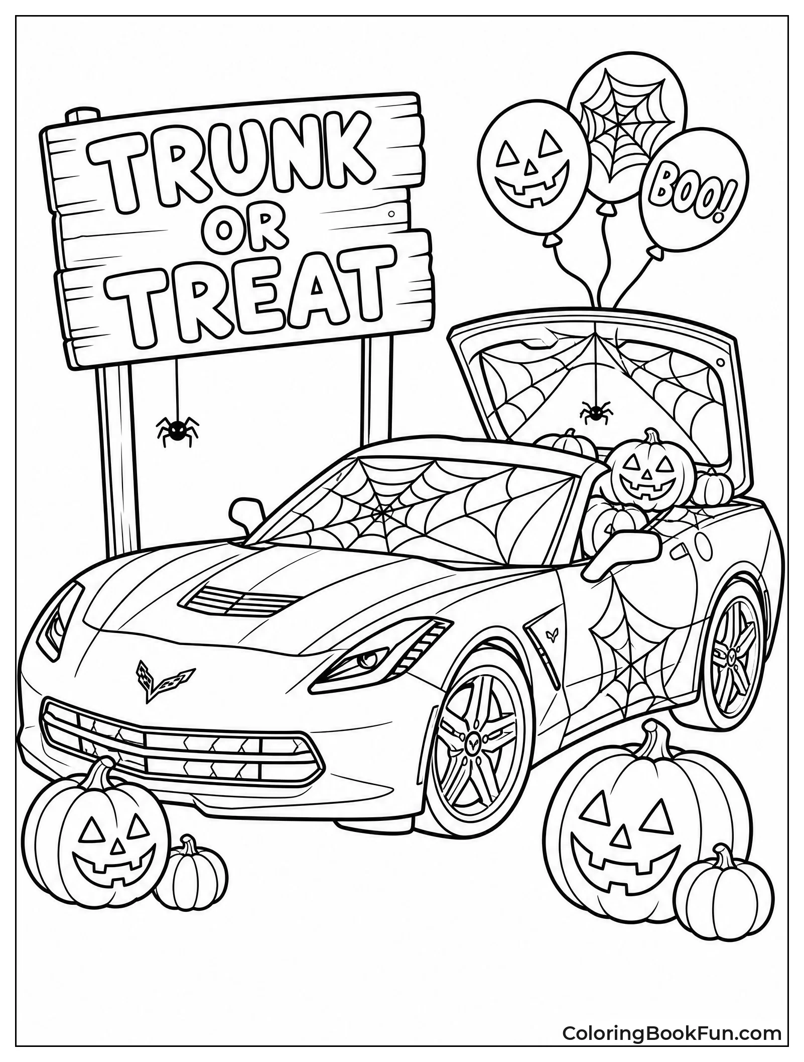 Corvette Decorated for Halloween Fun