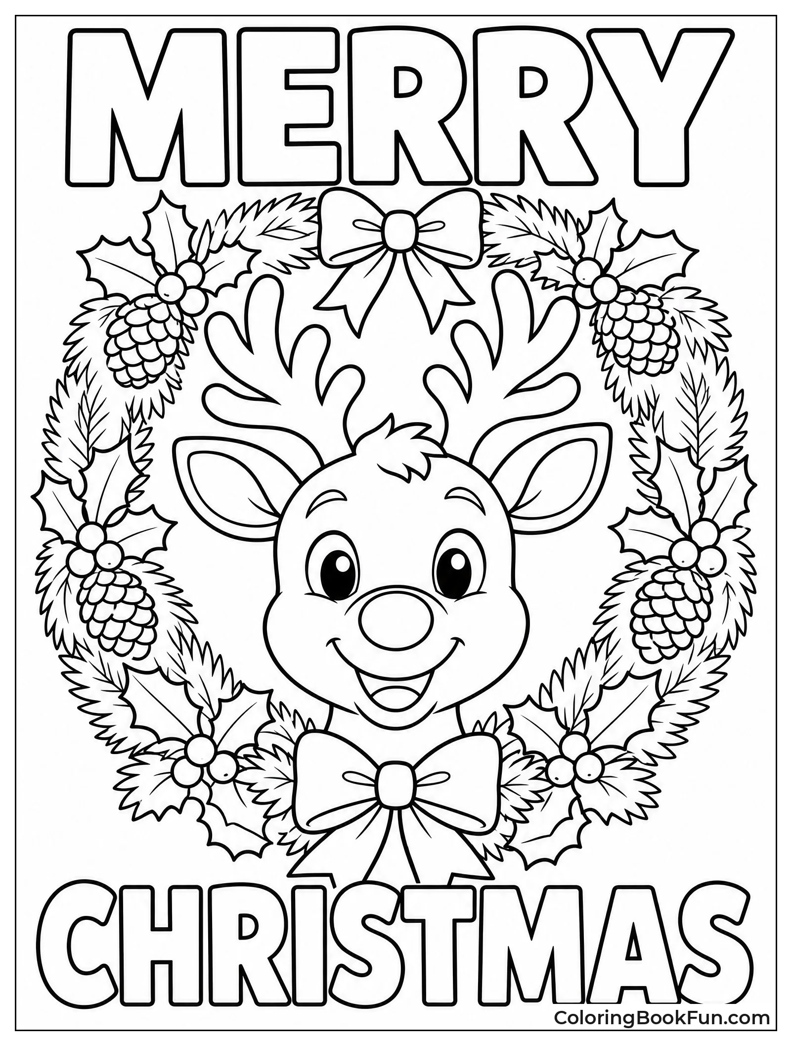 Rudolph Head Framed by Christmas Wreath