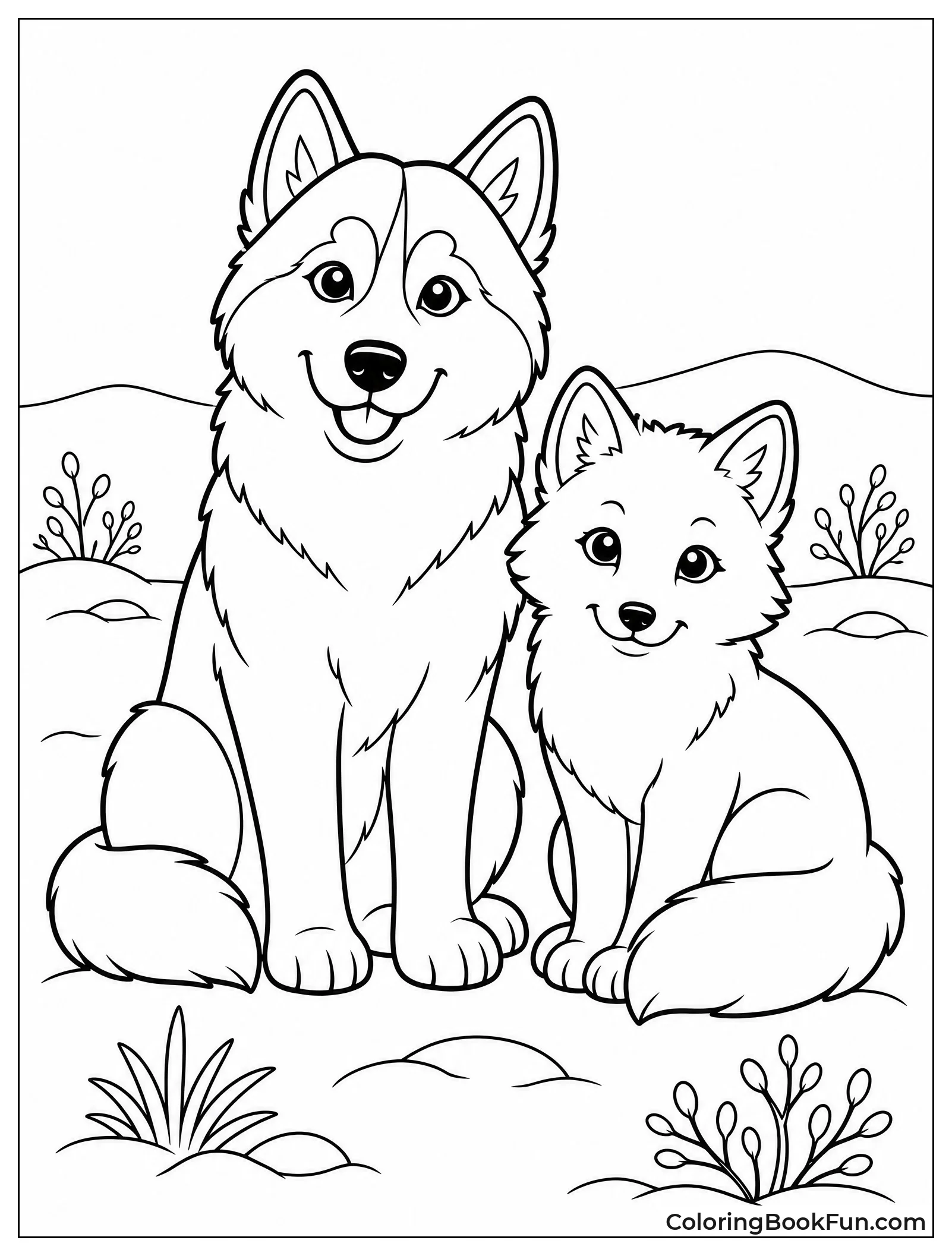 Husky and Arctic Fox