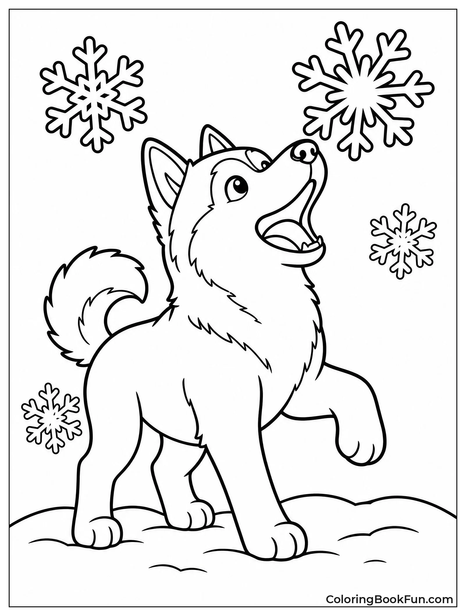Husky Catching Snowflakes