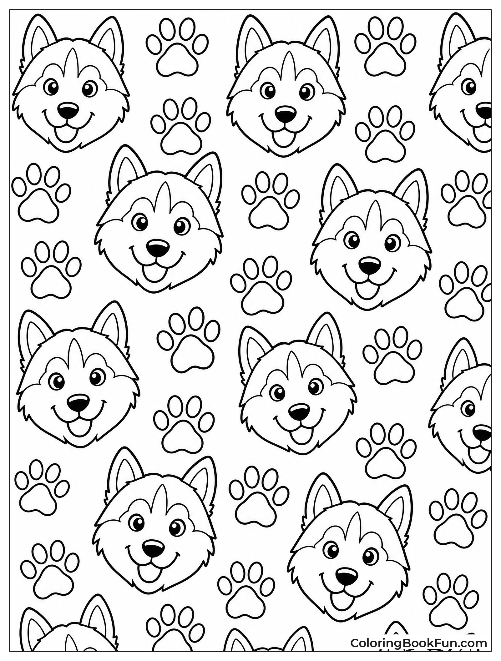 Husky Paw Print Pattern