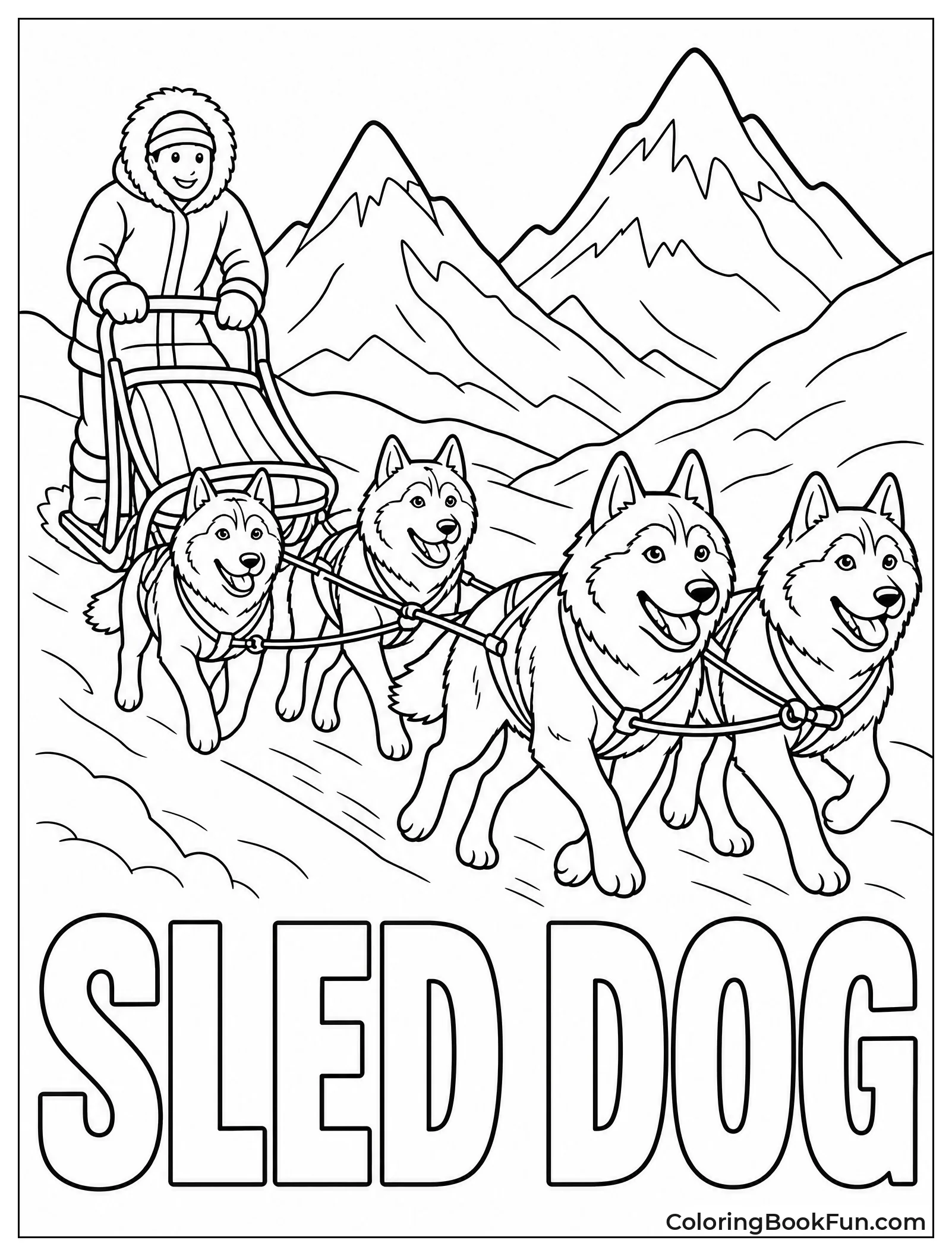 Huskies Pulling Sled Team