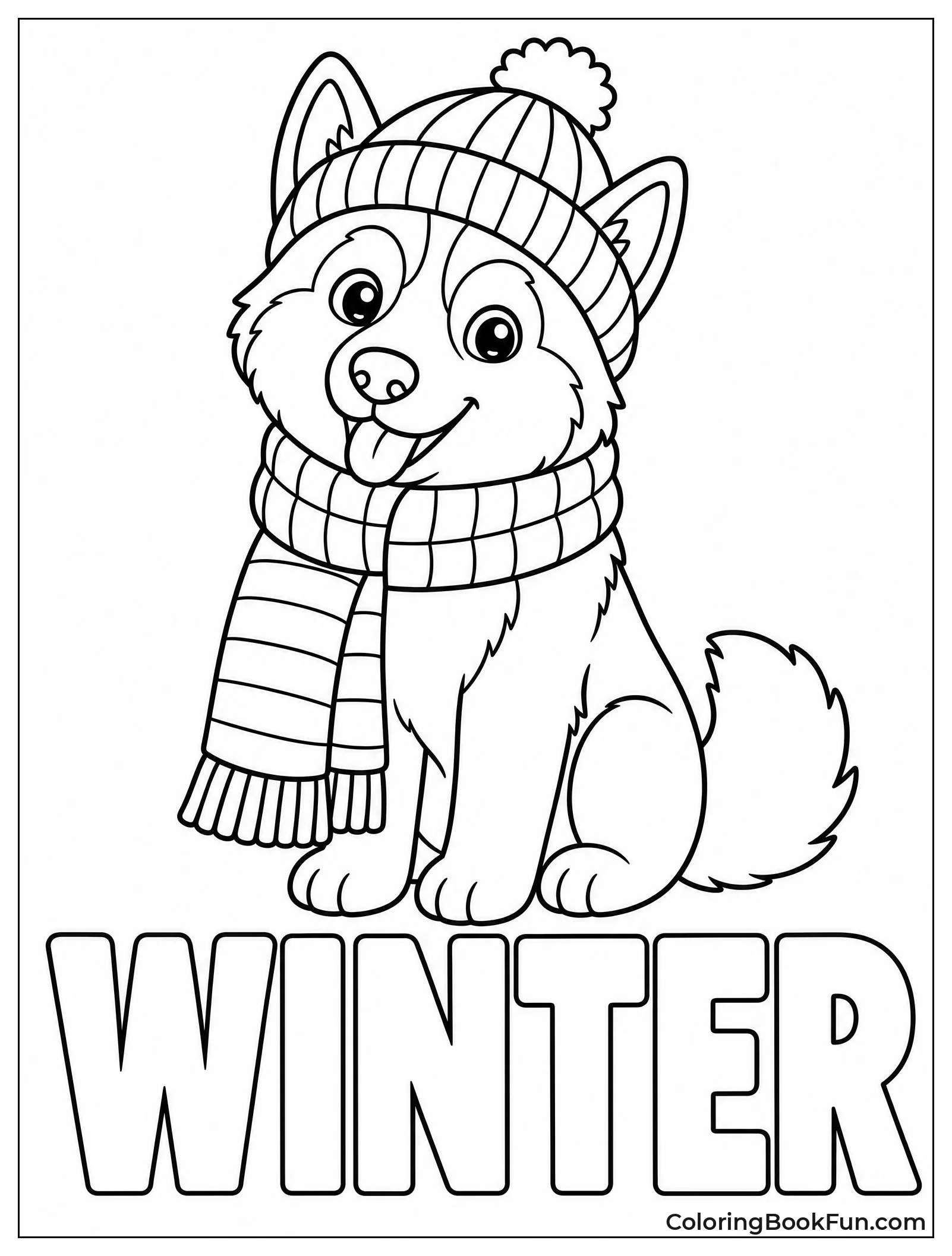 Husky with Winter Scarf