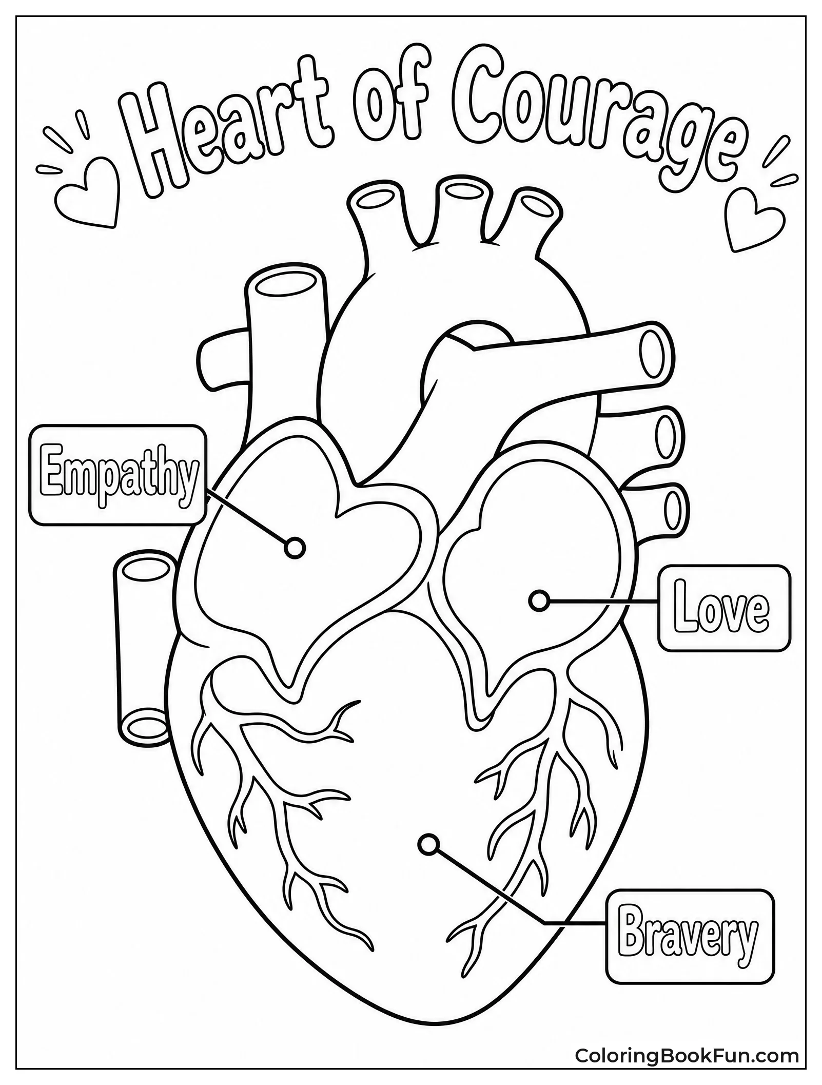 Heart Diagram Showing Empathy and Bravery