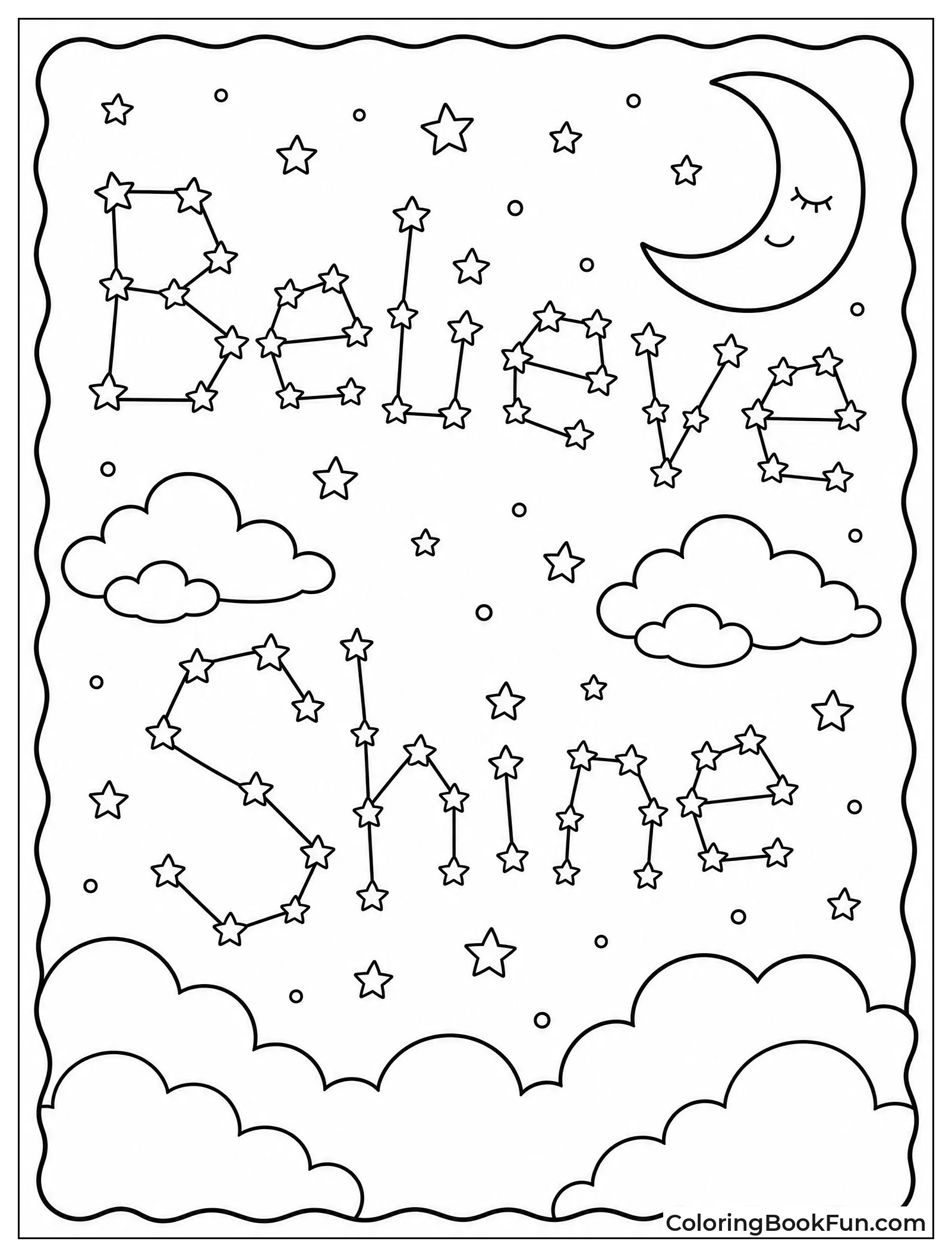 Night Sky with Constellations Forming Words