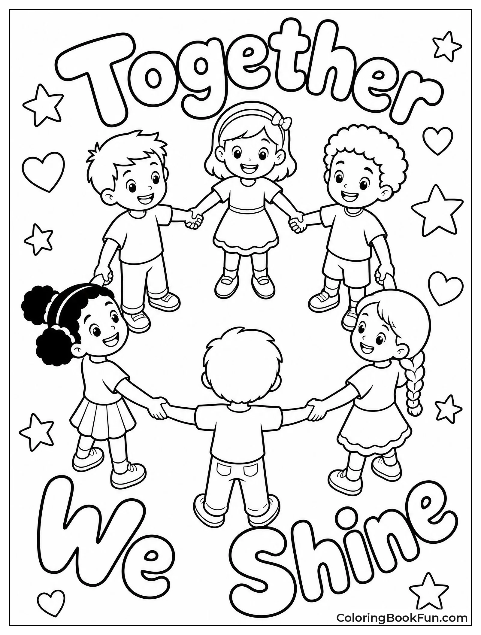 Diverse Children Holding Hands in Circle