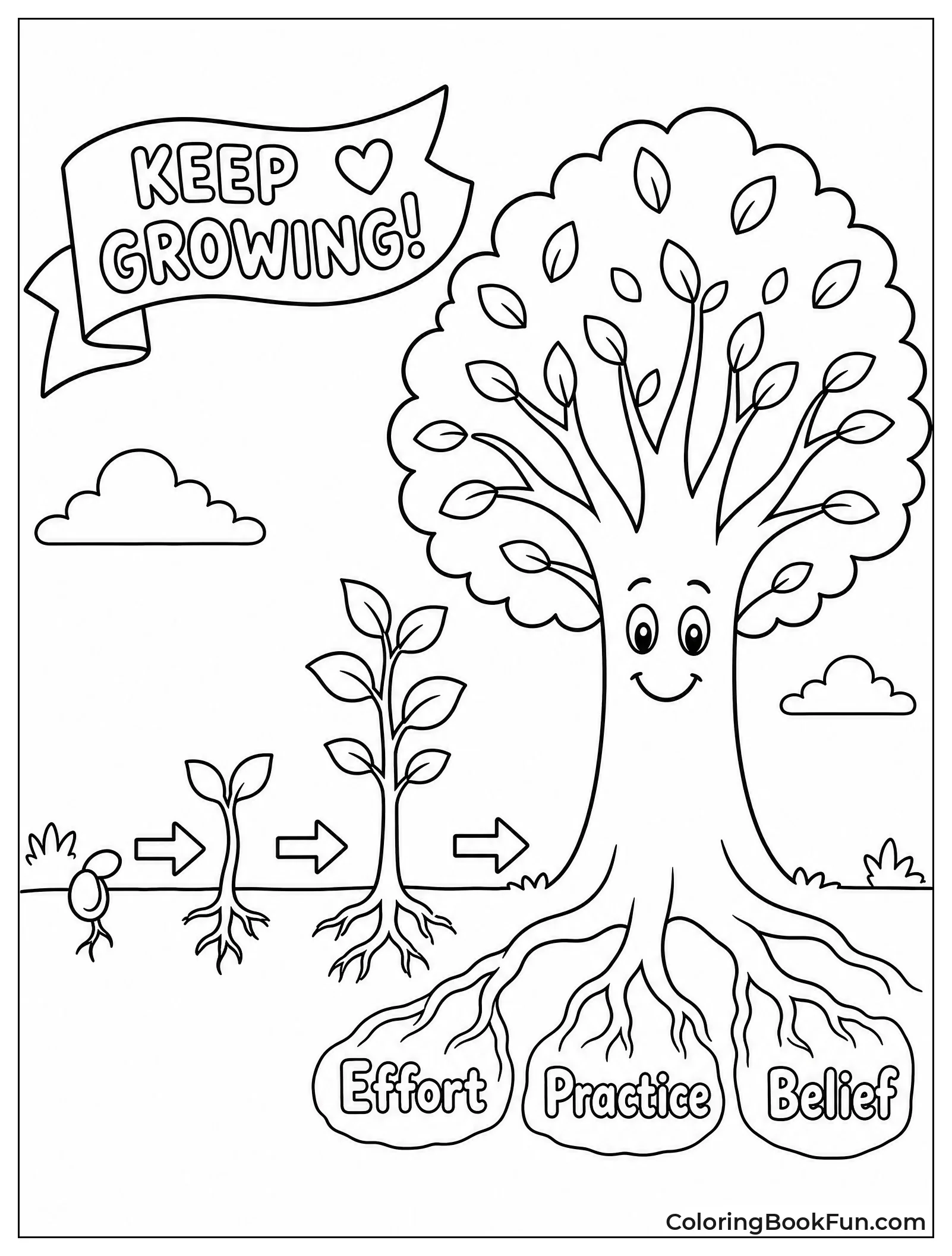 Seedling Growing into Tree with Roots
