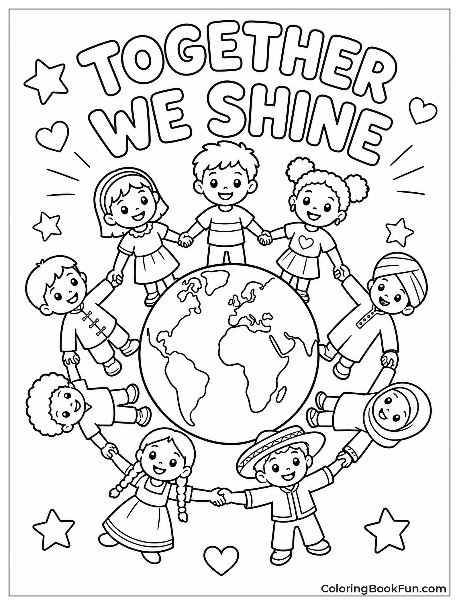 Kids Holding Hands Around Globe