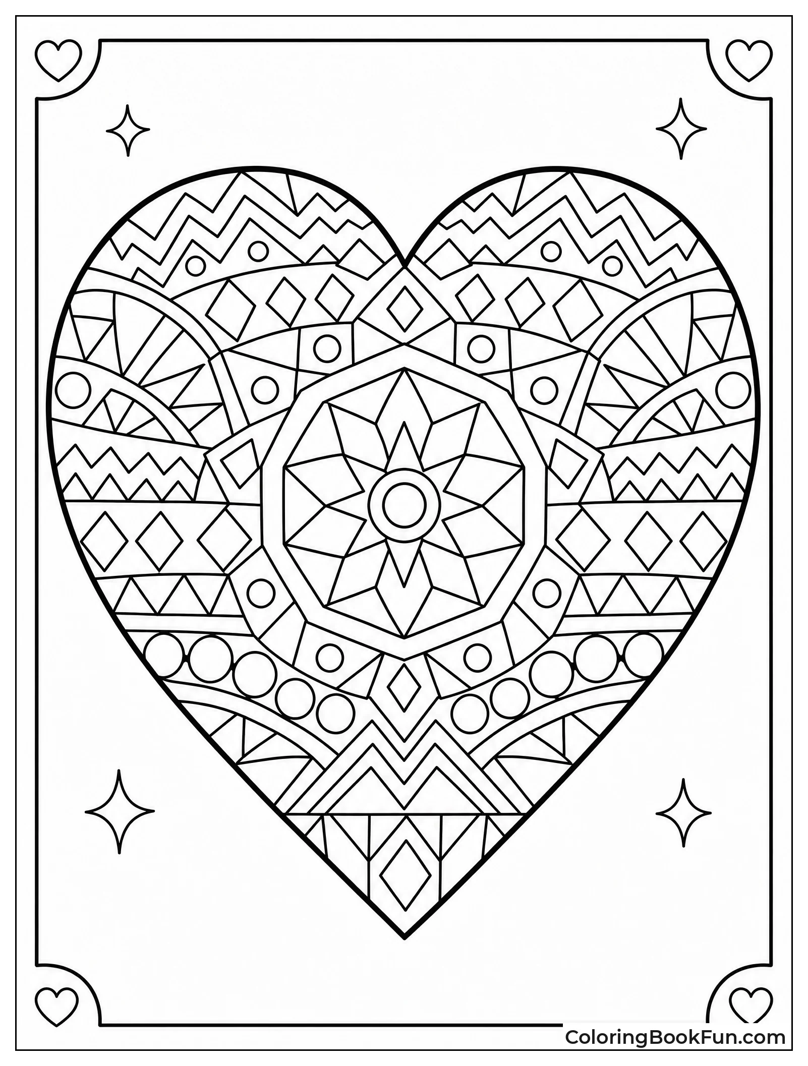 Large Heart Filled with Geometric Patterns
