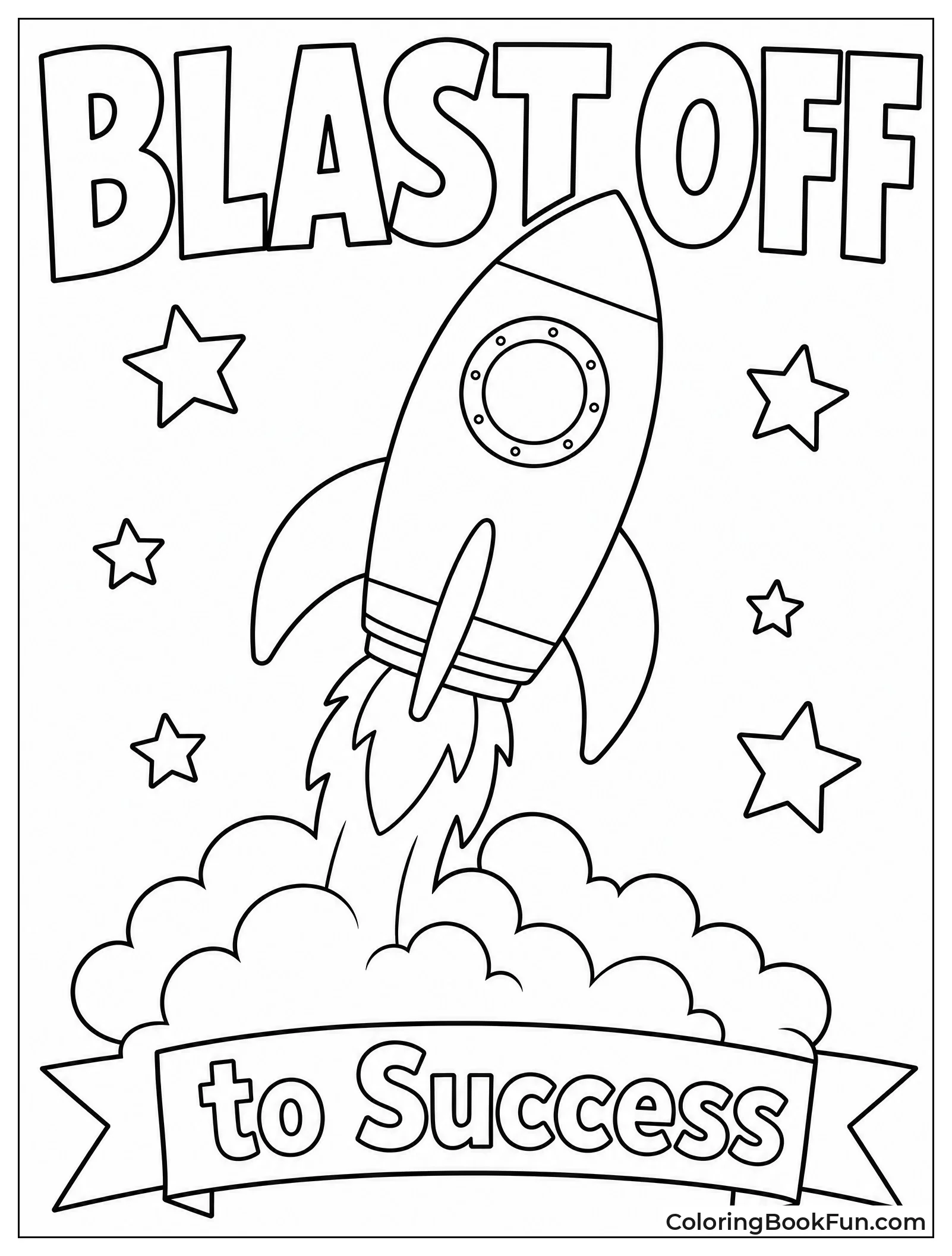 Rocket Ship Launching into Space with Stars