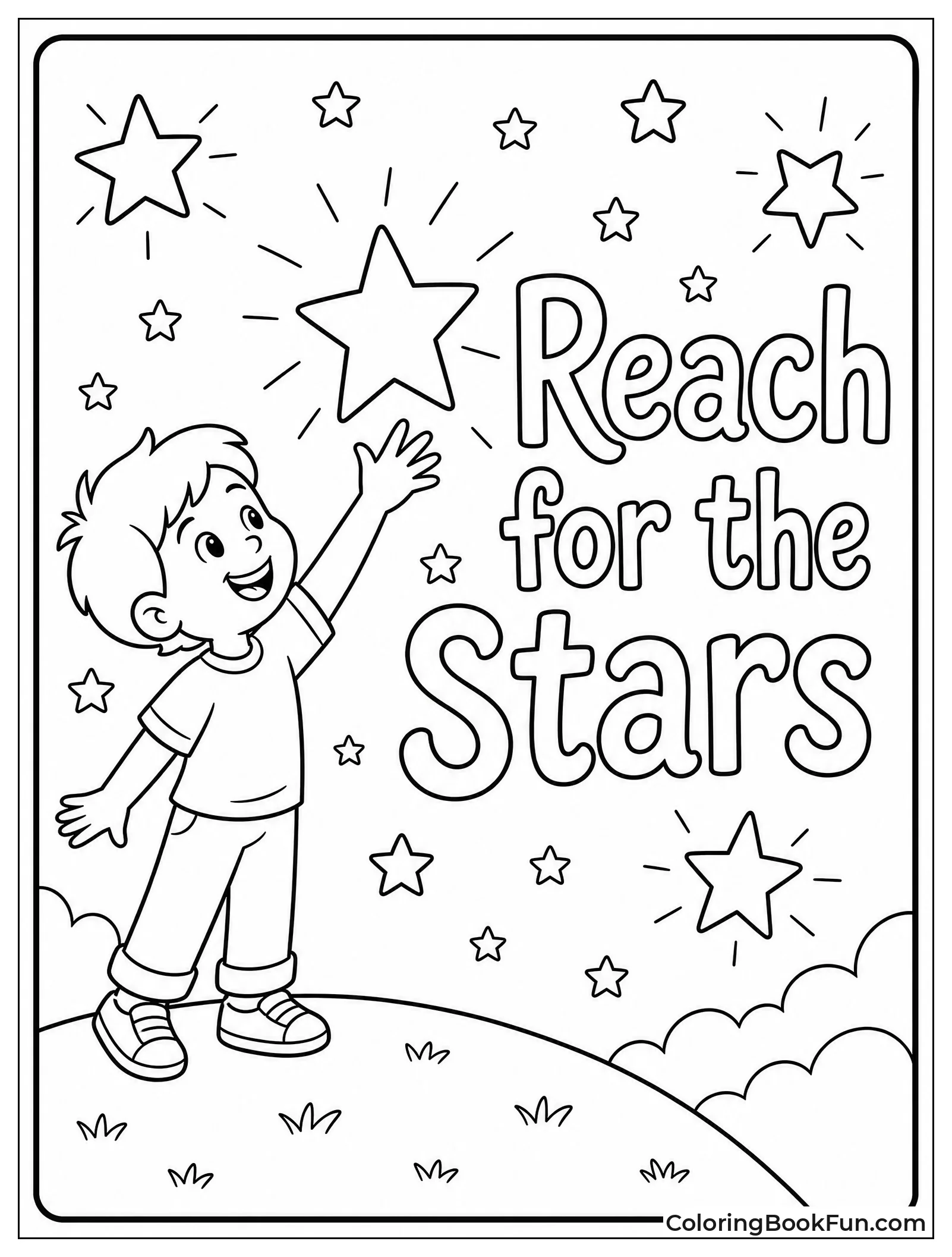 Child Reaching Up to Touch Stars