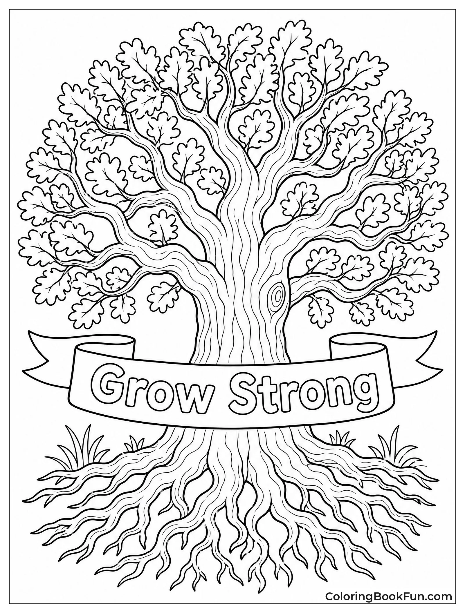 Detailed Realistic Oak Tree with Roots