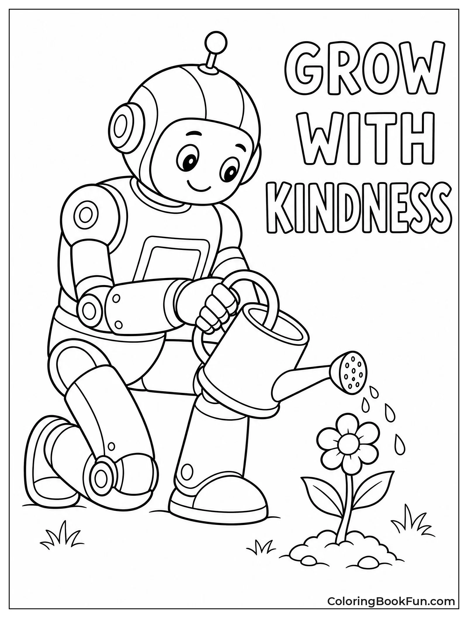 Robot Watering Tiny Delicate Flower
