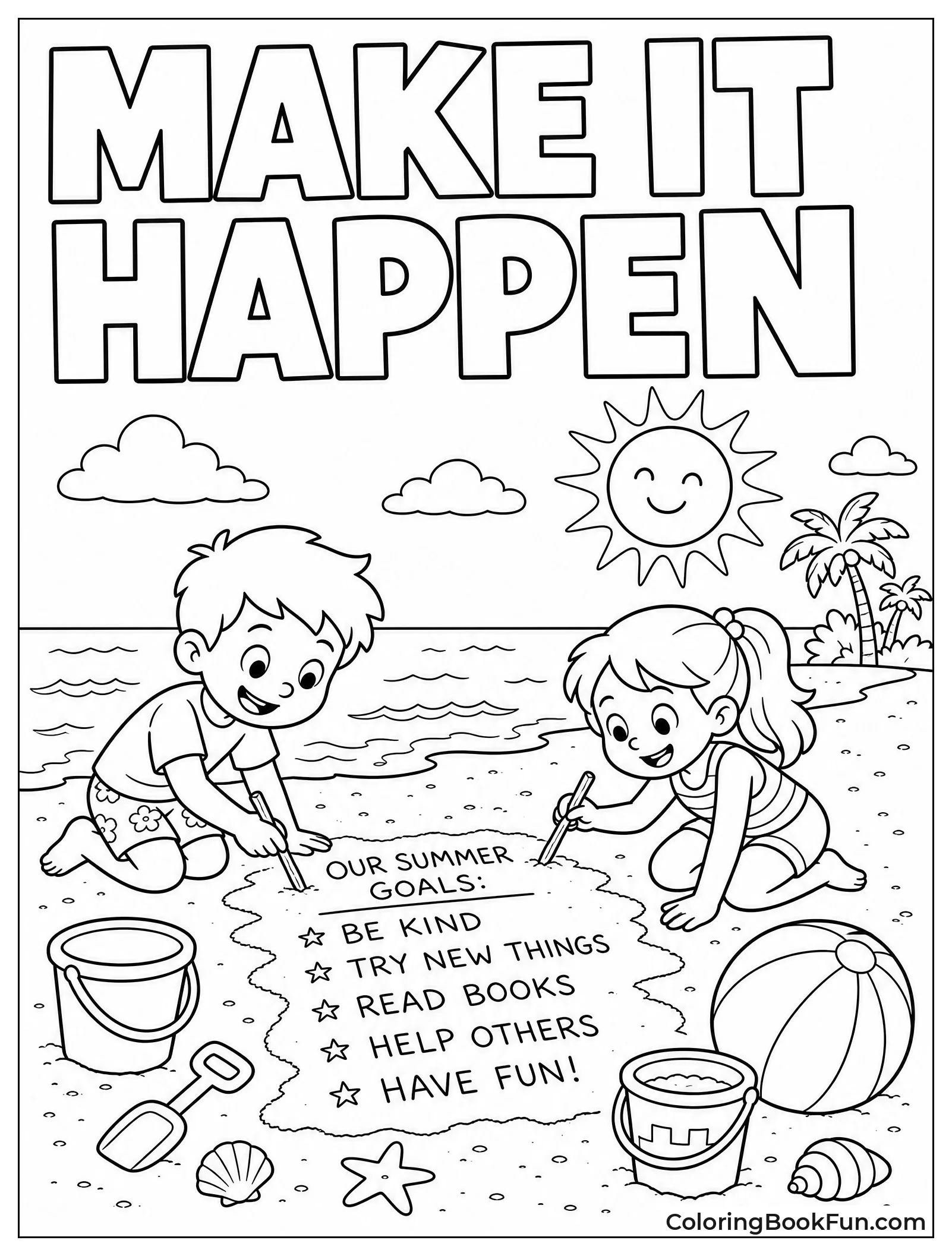 Kids Writing Goals in Beach Sand