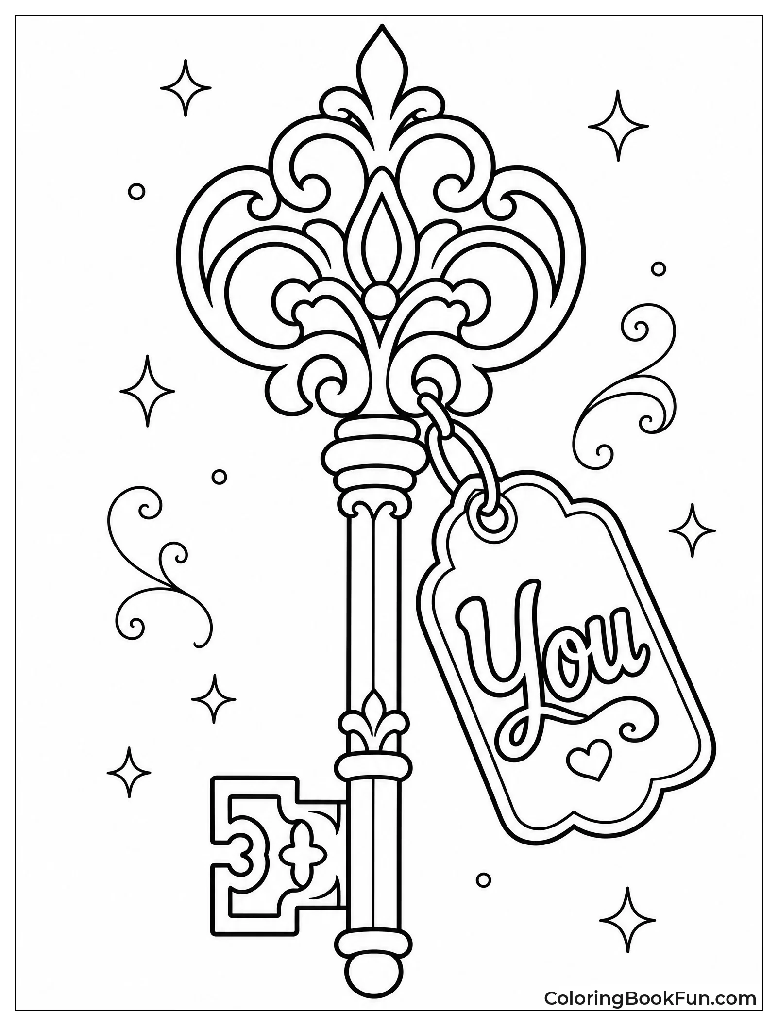 Ornate Vintage Key with You Tag