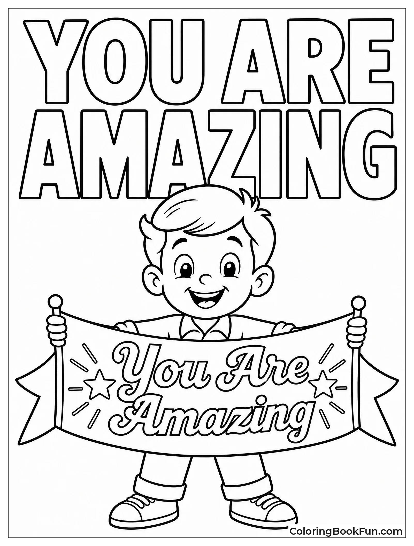 Retro Poster with Child Holding Banner