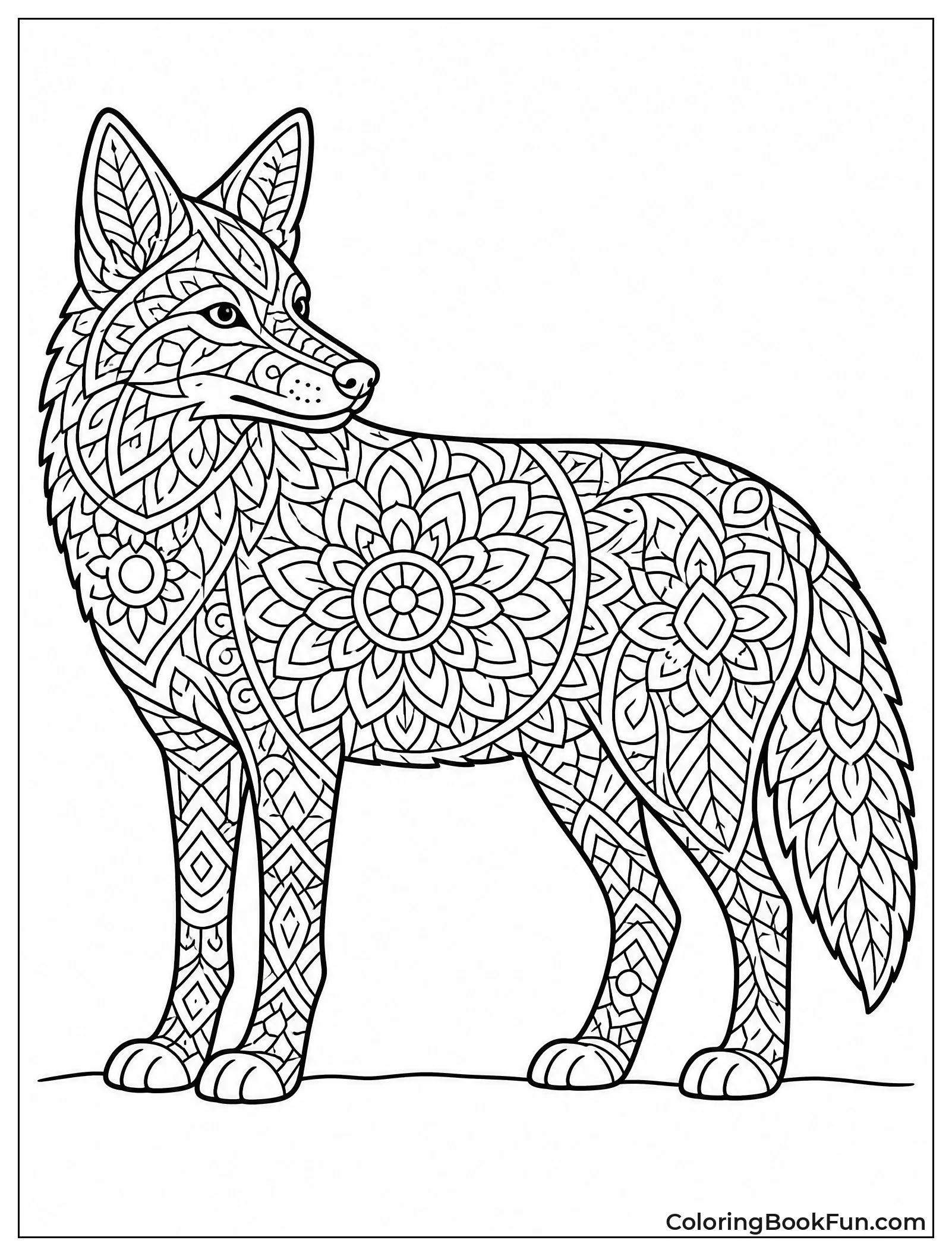 Coyote Filled with Mandala Patterns