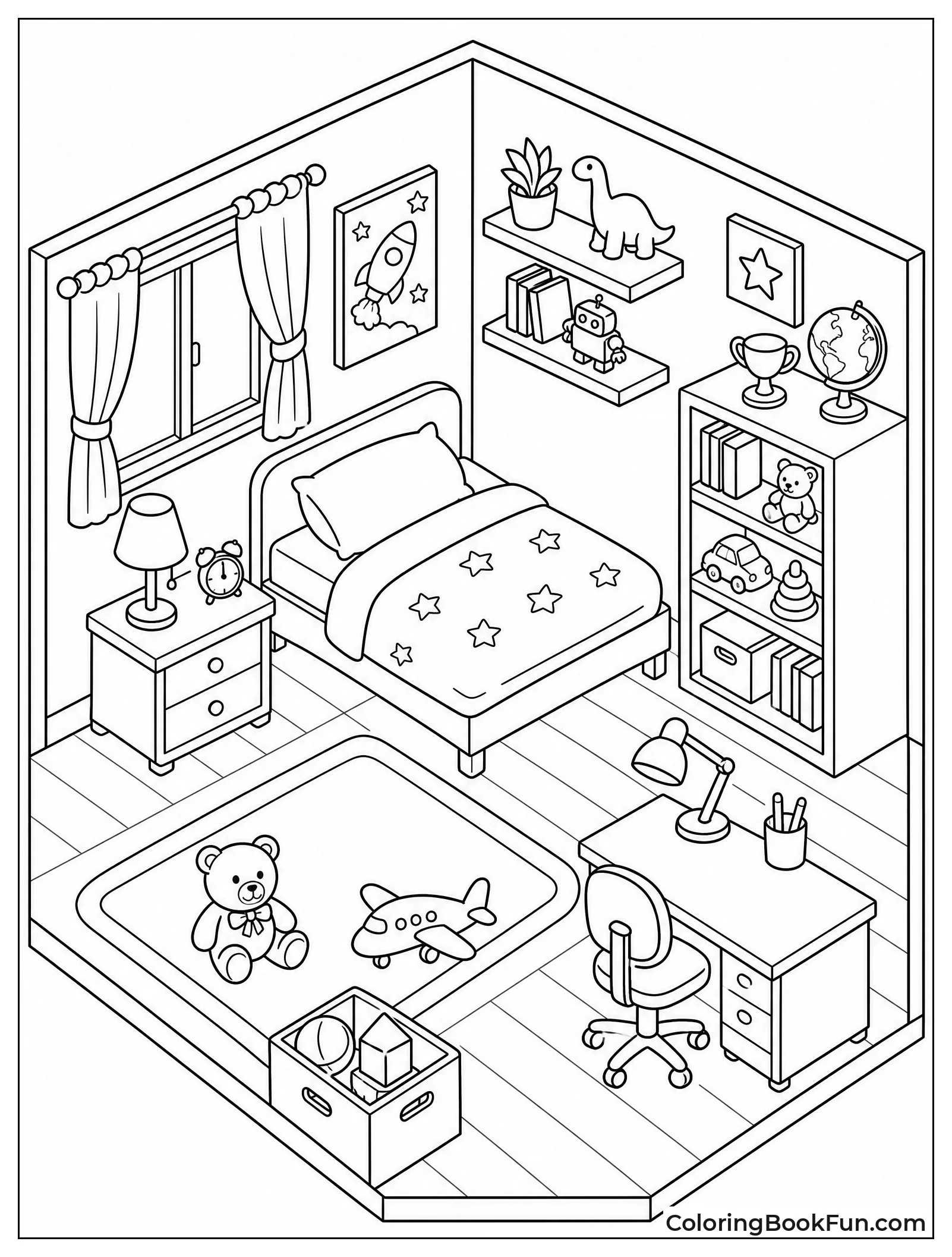 Isometric View of Modern Bedroom