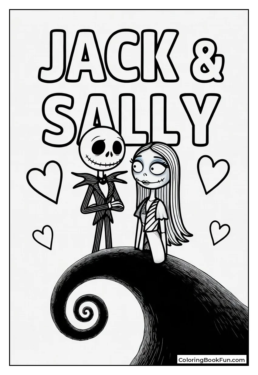 Jack and Sally Embracing on Hill