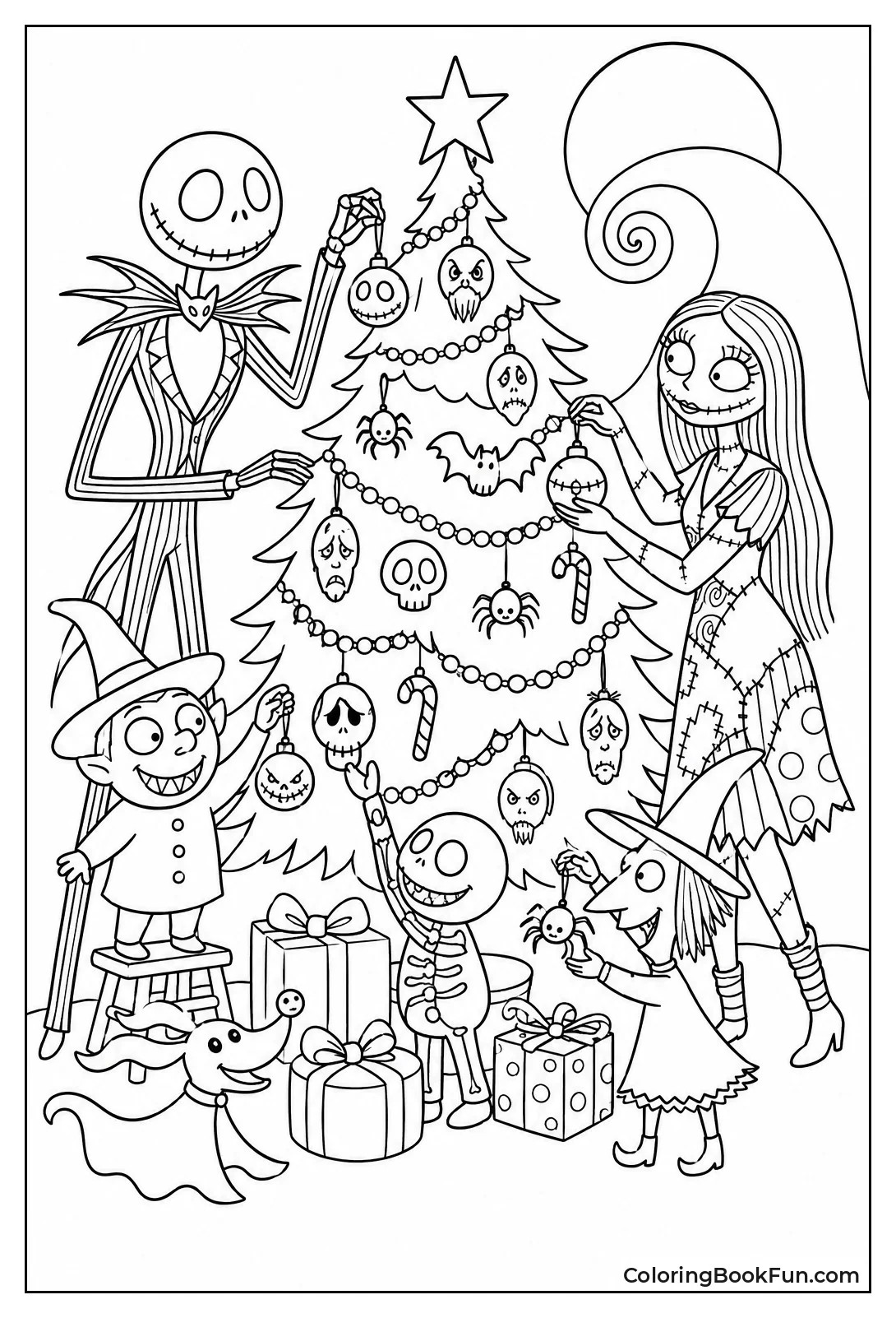 Spooky Christmas Tree with Skulls